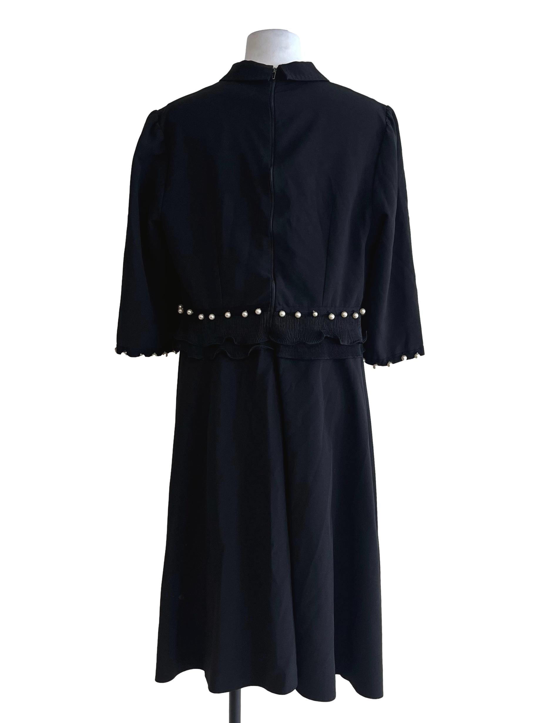 Onyx Black Pearl Detail Waist Dress