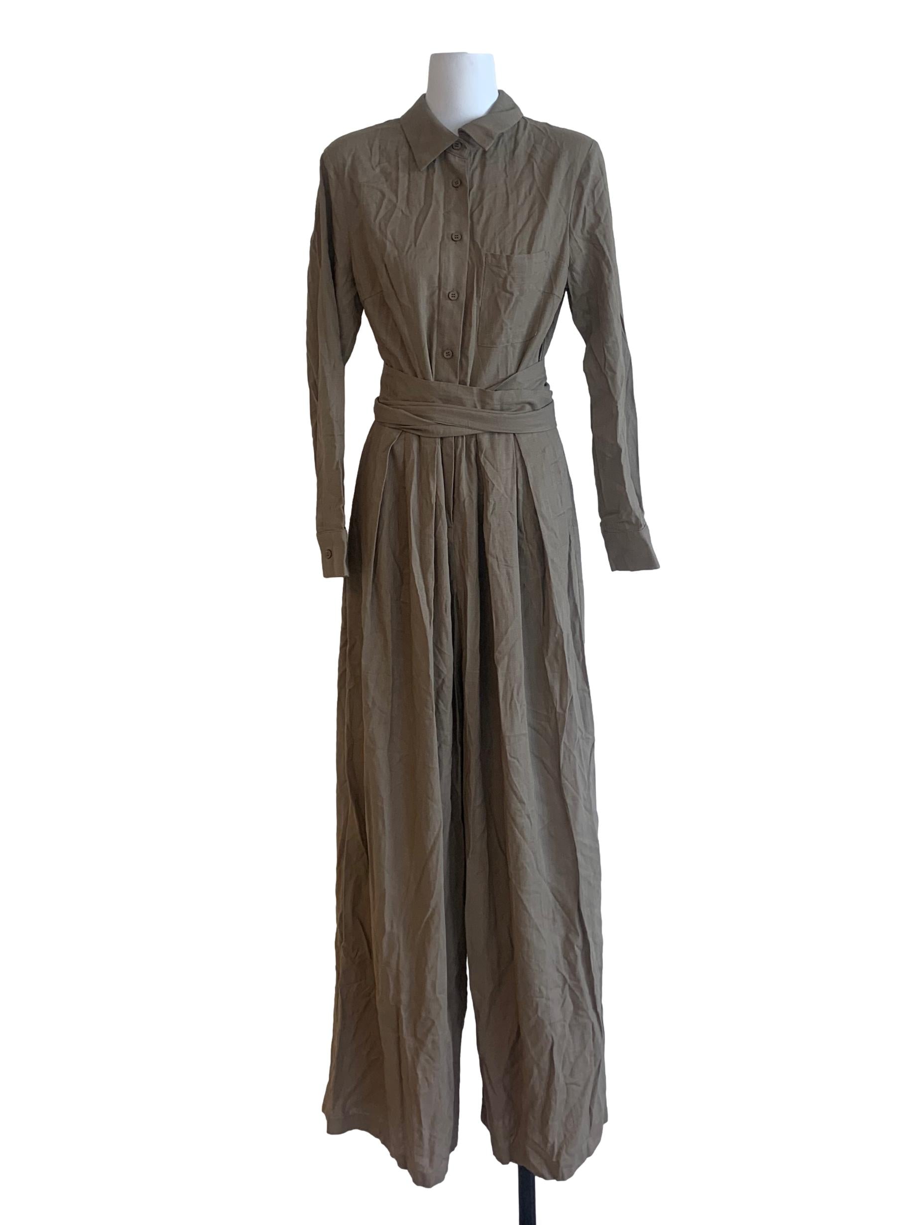 Hazelnut Beige Collared Jumpsuit