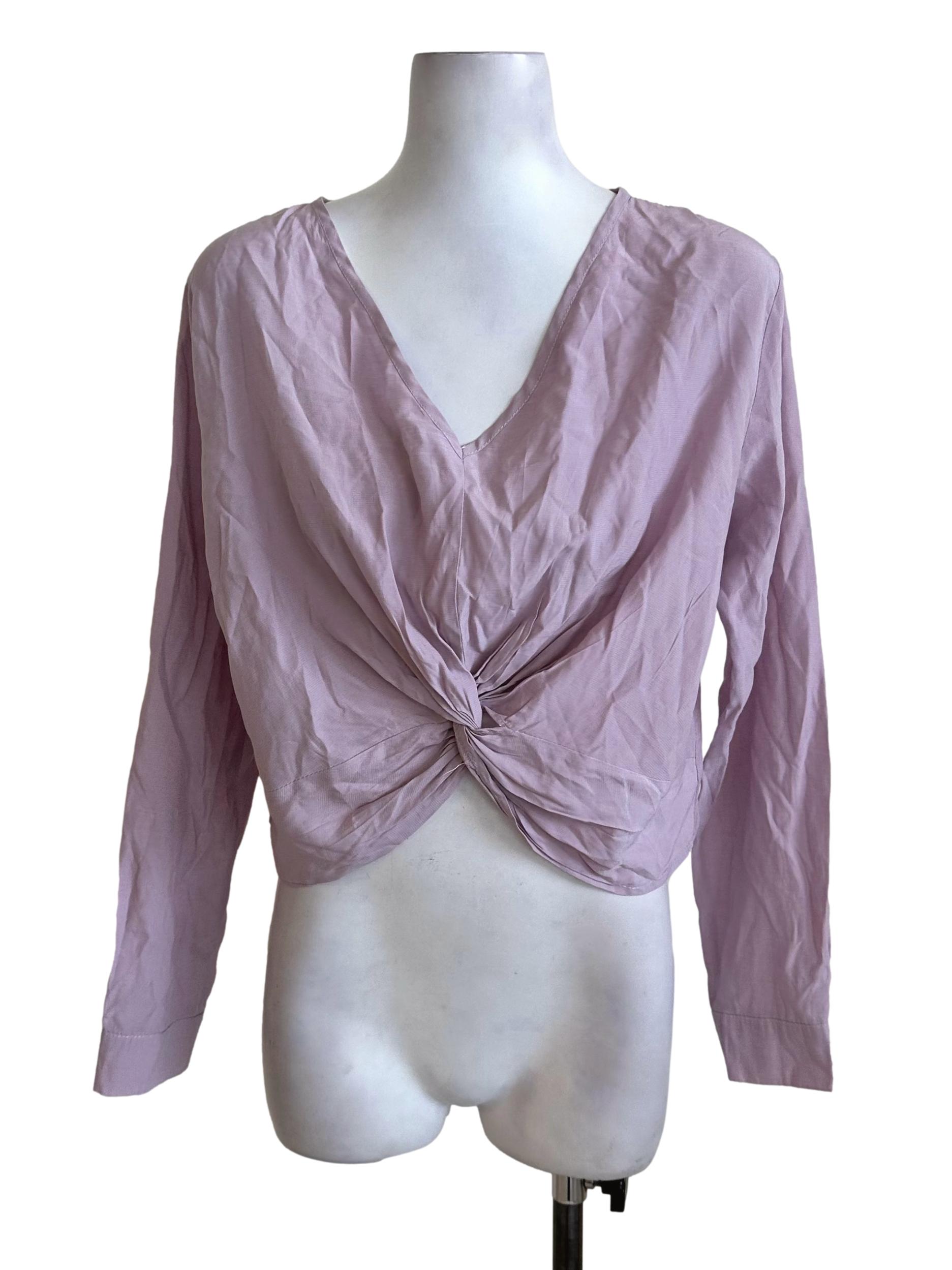 Yam Purple Knot V Neck Top TEM