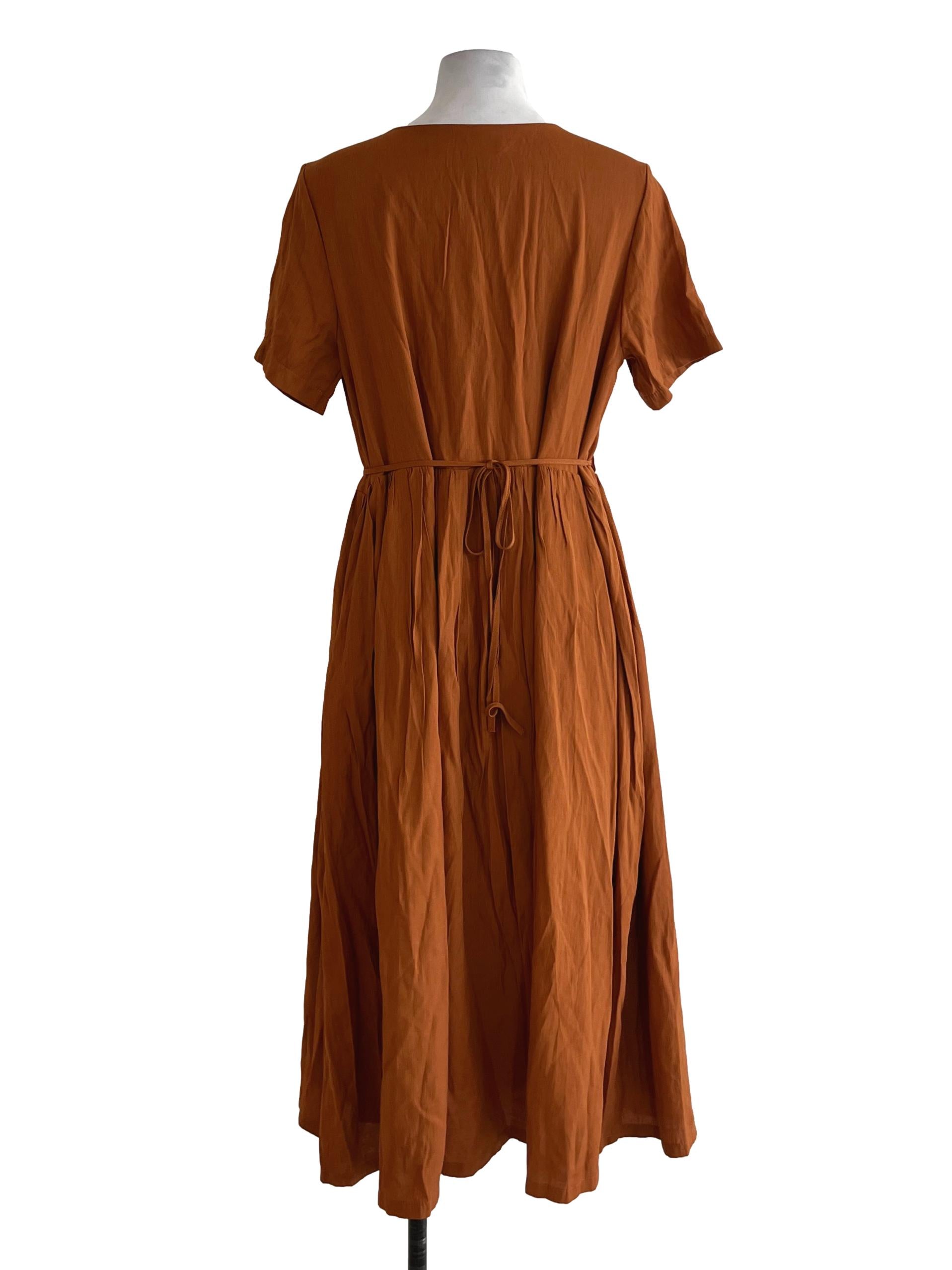 Amber Orange V-Neckline Empire Dress TEM