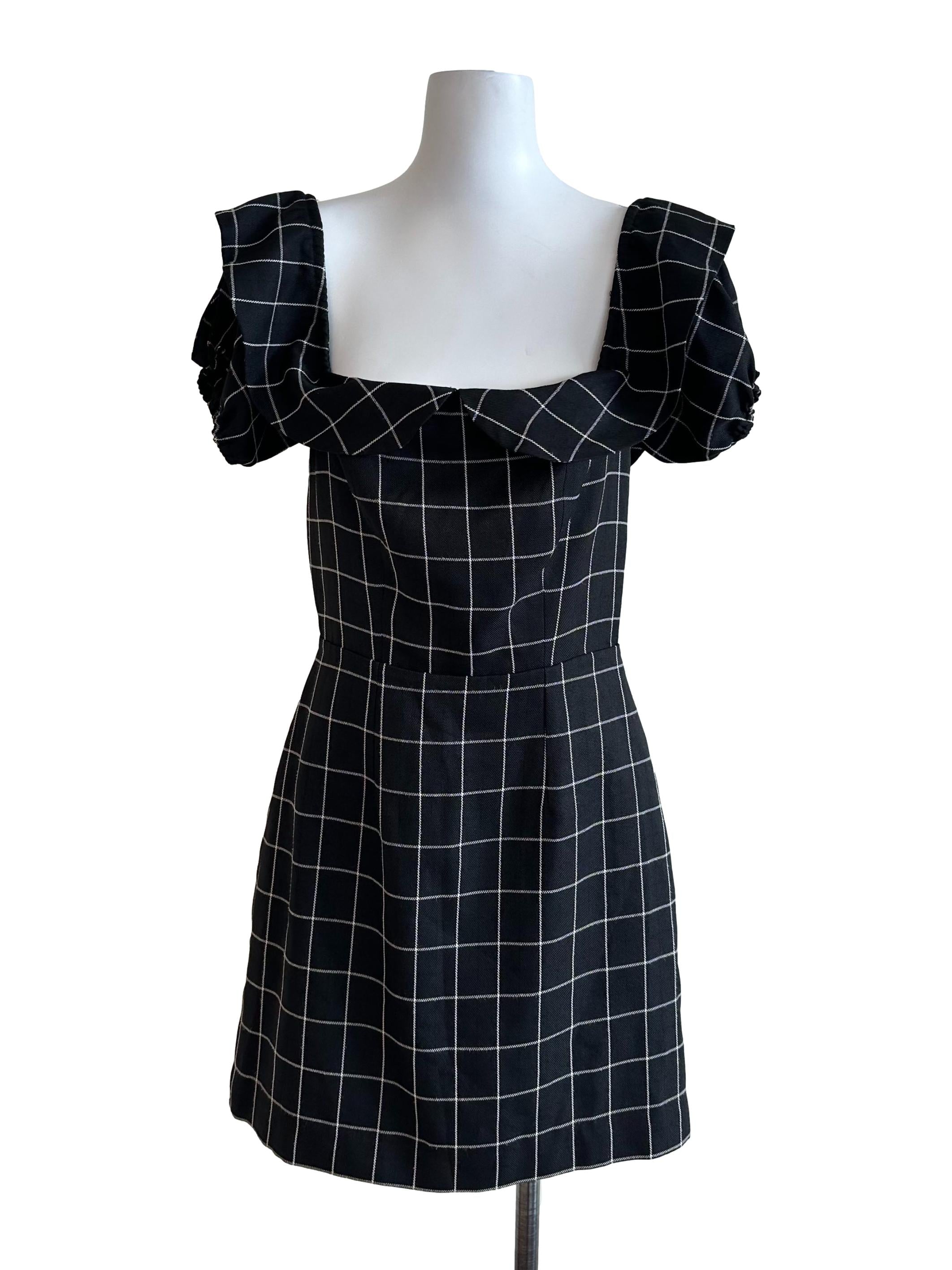 Raven Black Plaid Pattern Dress