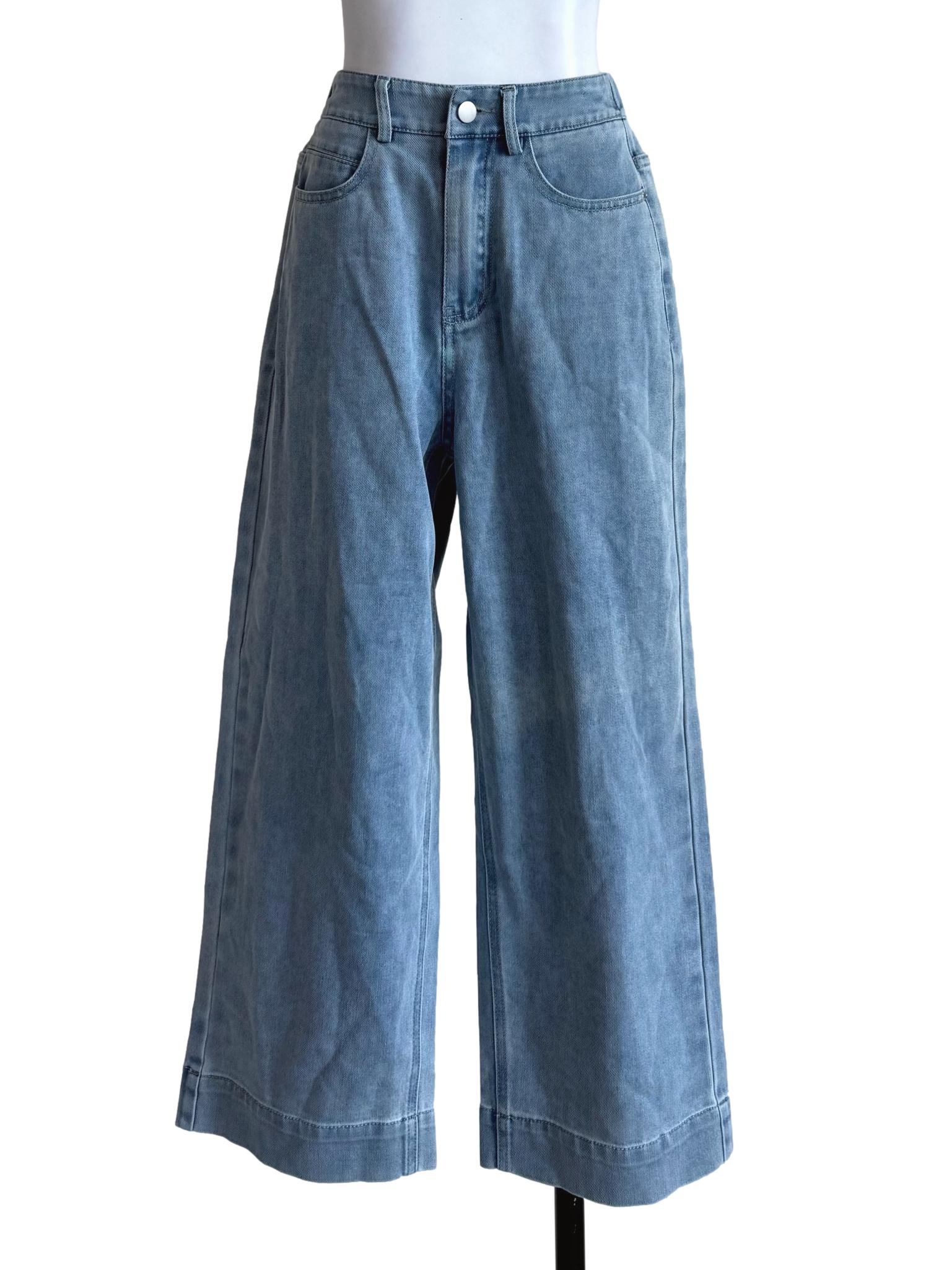 Acid Wash Wide Leg Jeans
