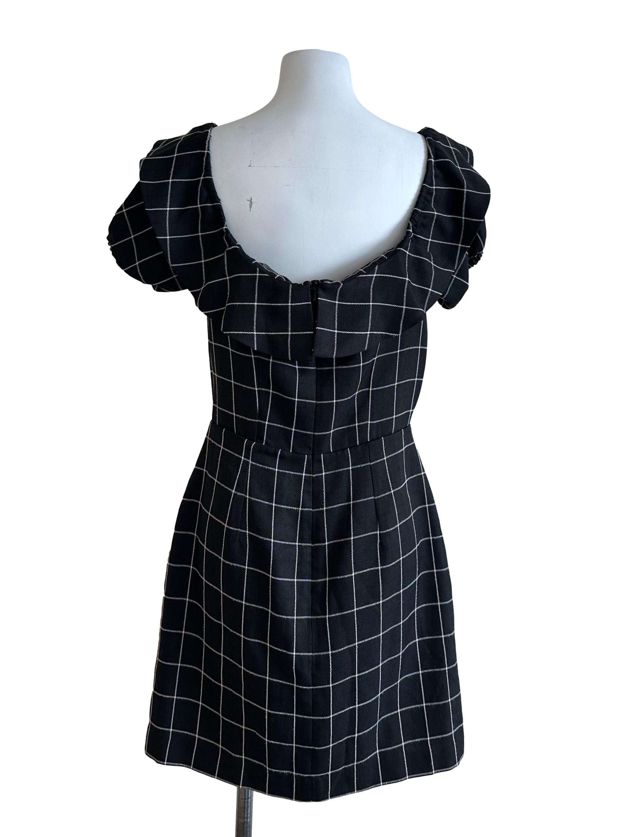 Raven Black Plaid Pattern Dress