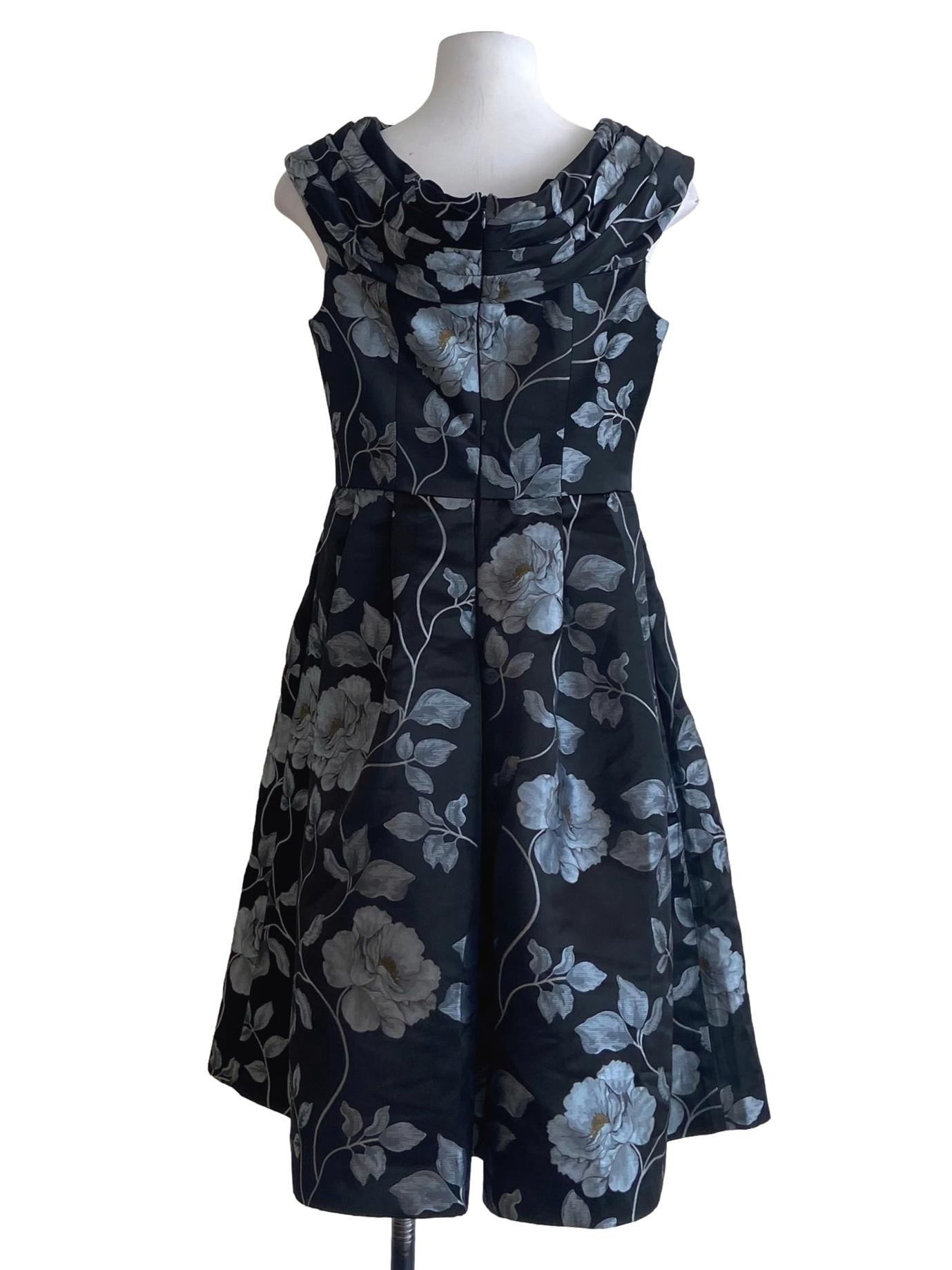 Black Floral Sleeveless A Line Dress