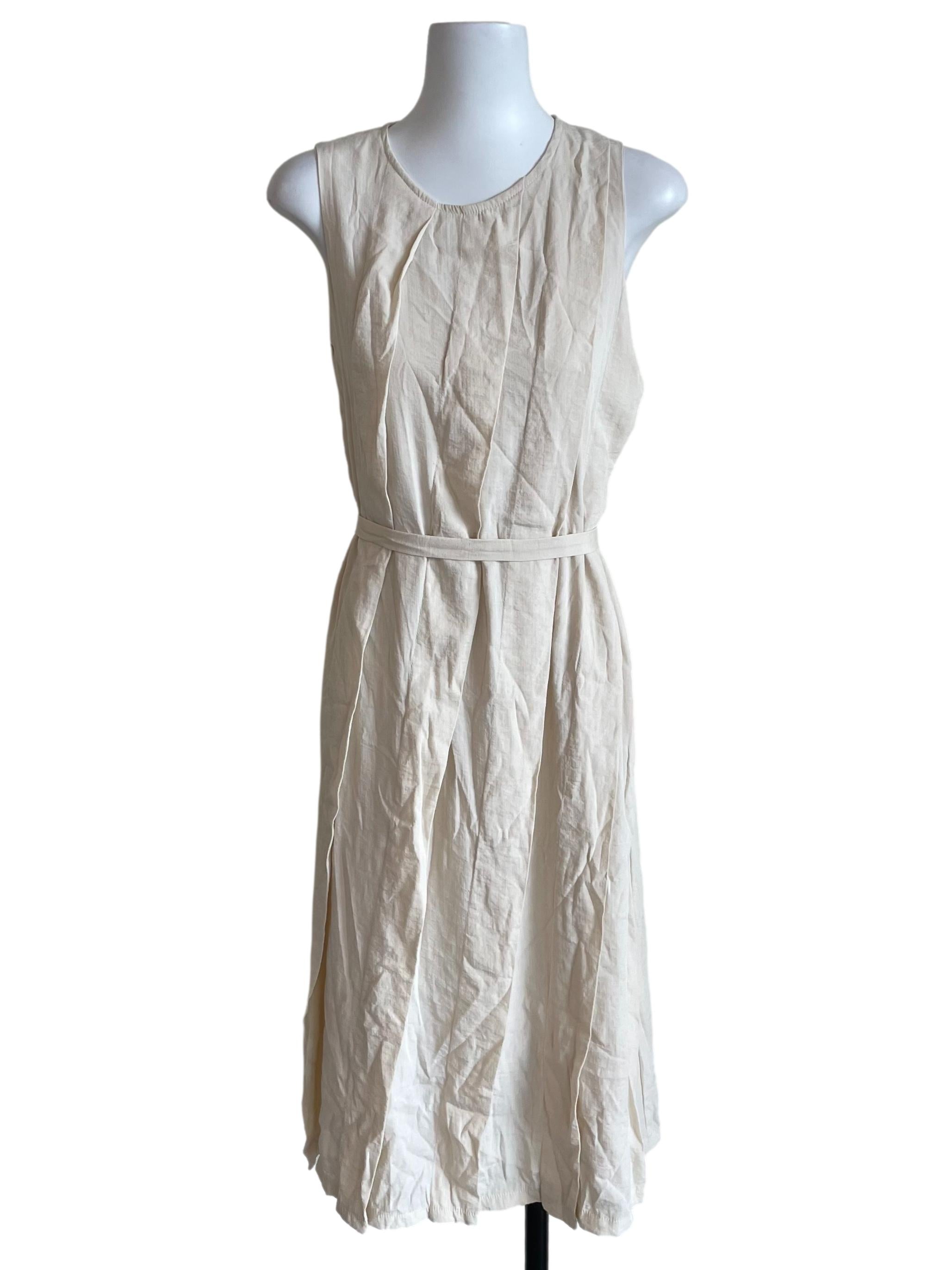Alabaster Pleated Sleeveless Dress