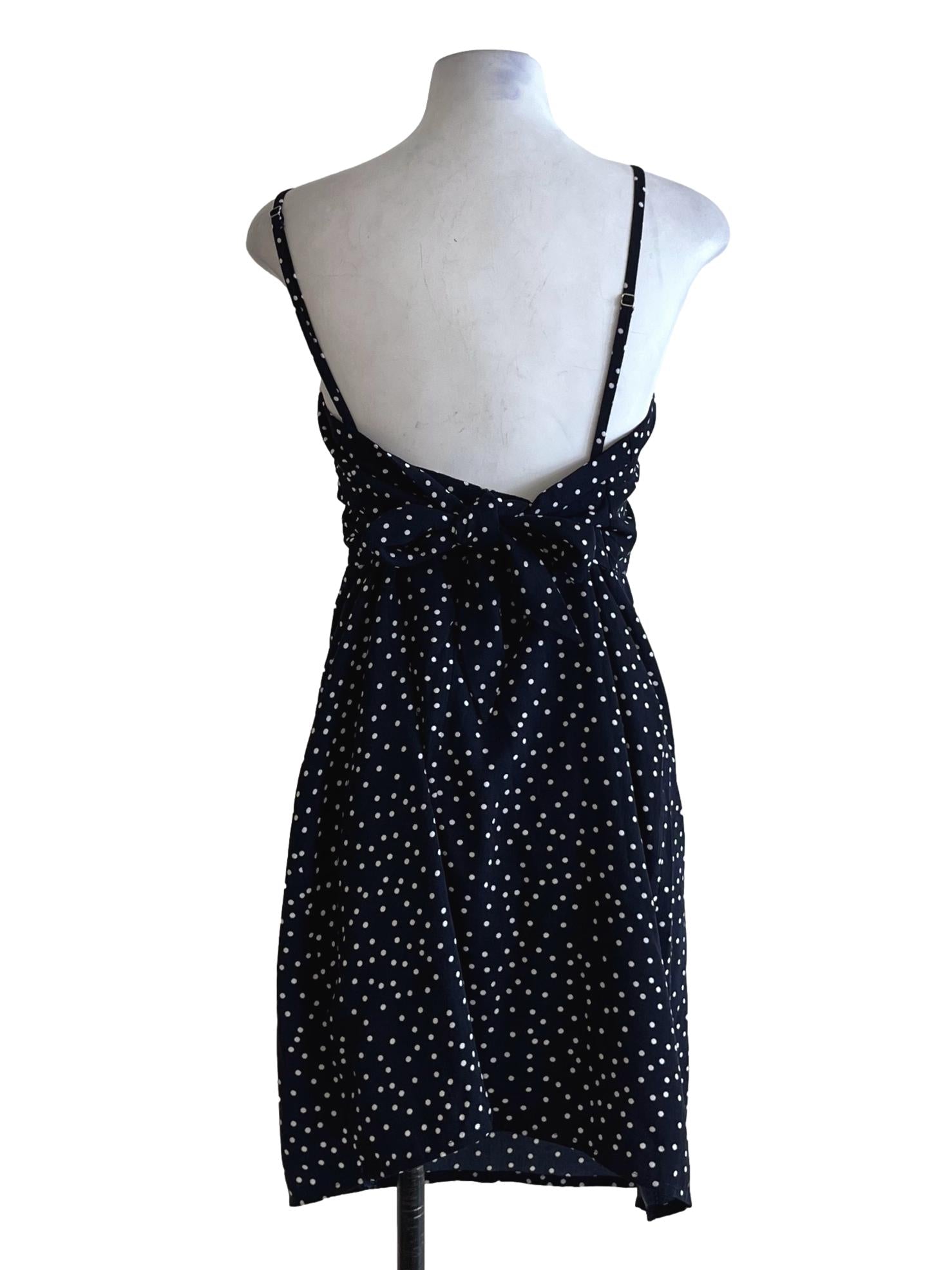 Navy Blue Polka Dot Sheath Dress