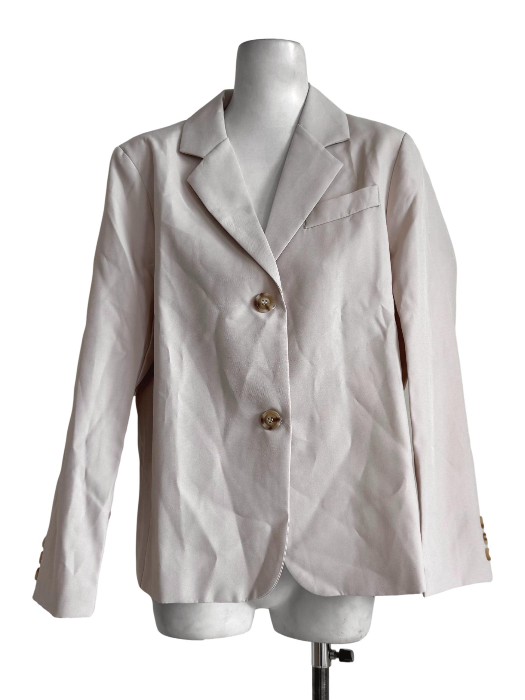 Sand Beige Long Sleeve Blazer