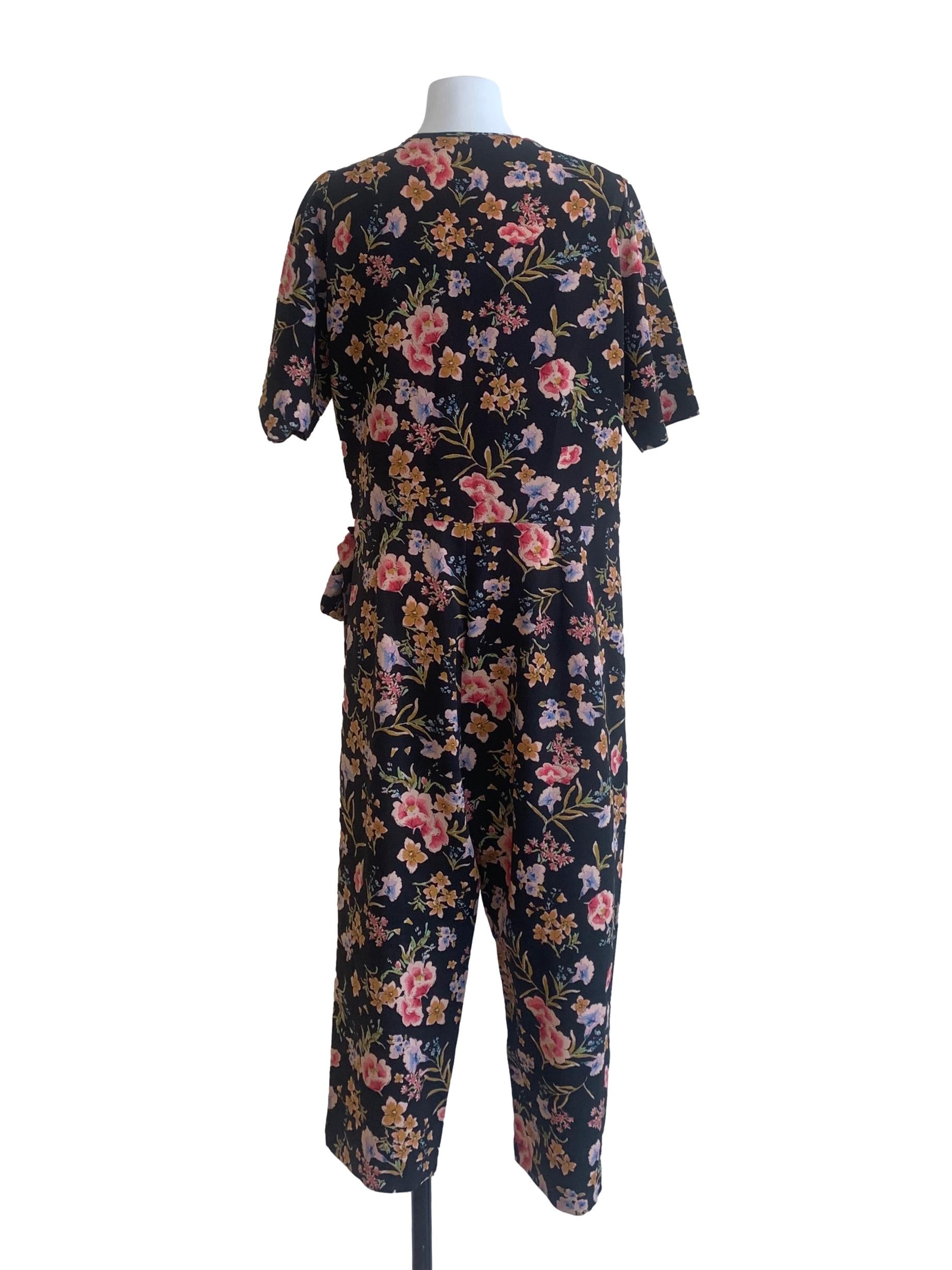 Black Floral Pattern Jumpsuit