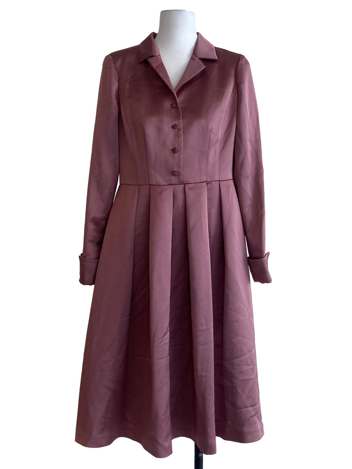 Blush Red Half Button A Line Dress