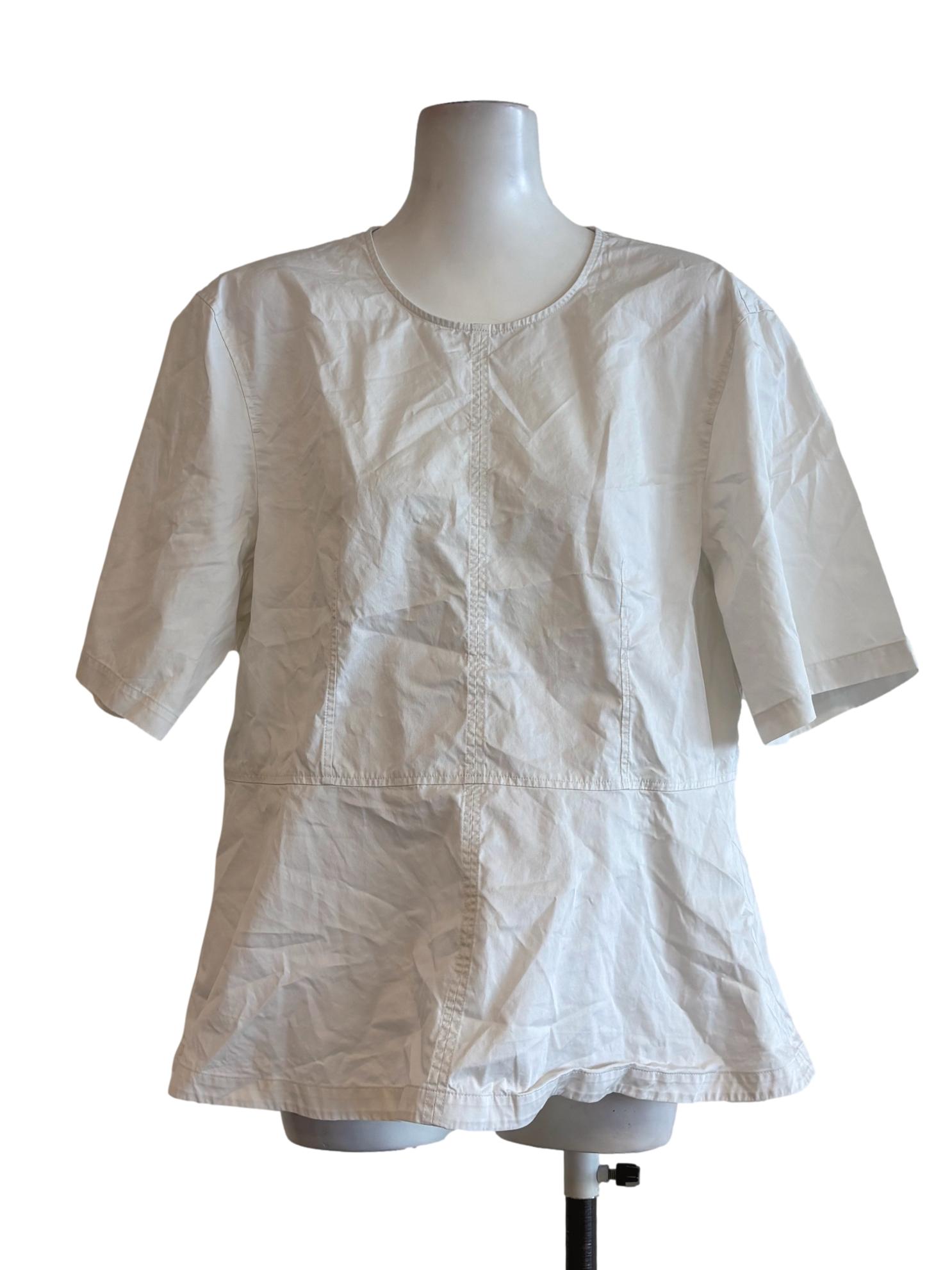 White Smoke Cotton Short Sleeve Blouse