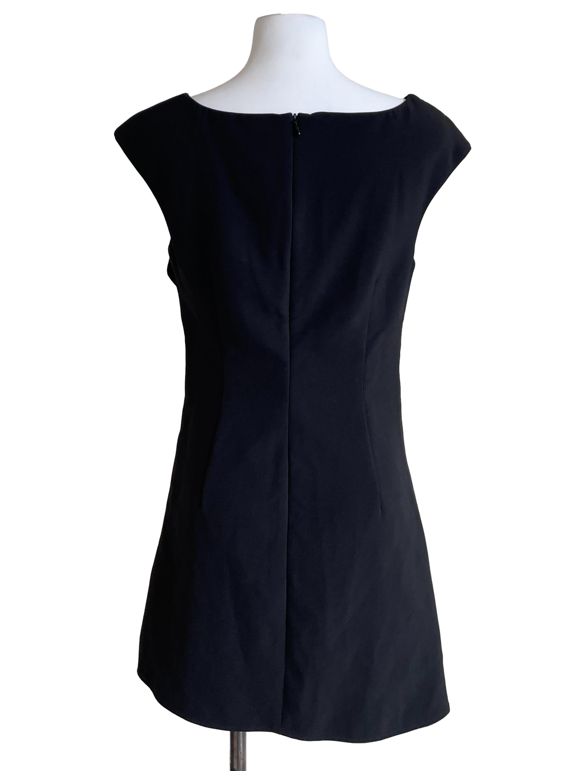 Black Draped Bateau Dress