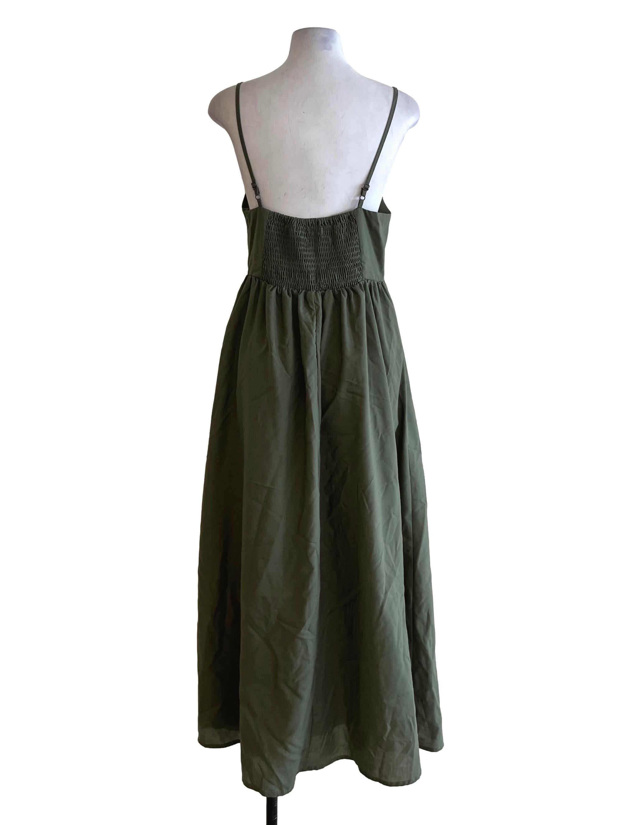 Olive Green Sweetheart Neckline Babydoll Dress TWL