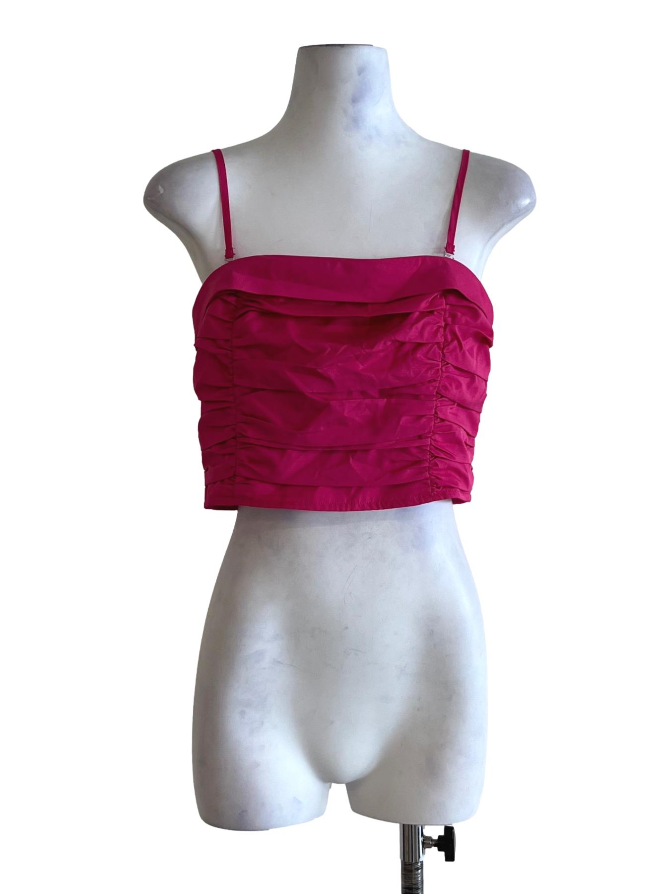Fuschia Pink Spaghetti Strap Cropped Top YHF