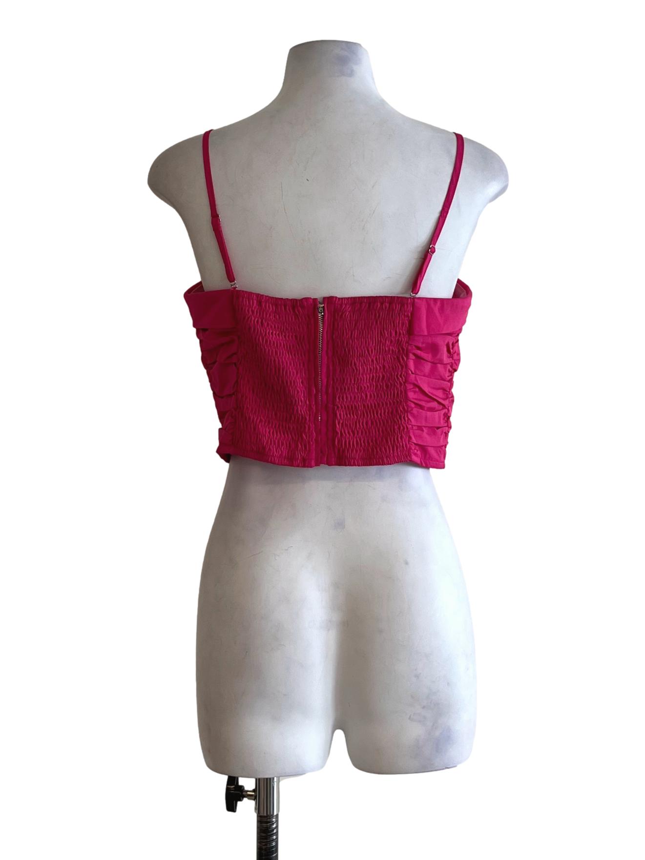 Fuschia Pink Spaghetti Strap Cropped Top YHF