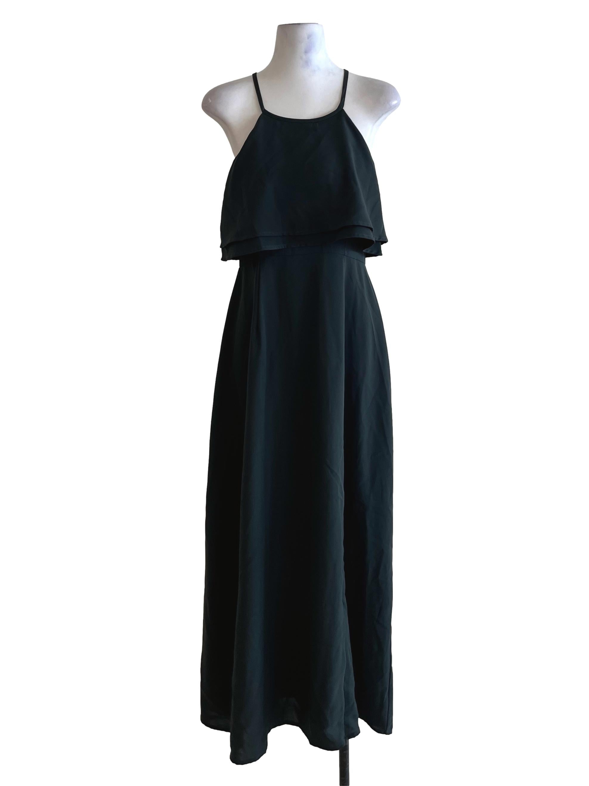 Basil Green Jewel Neckline A-Line Dress