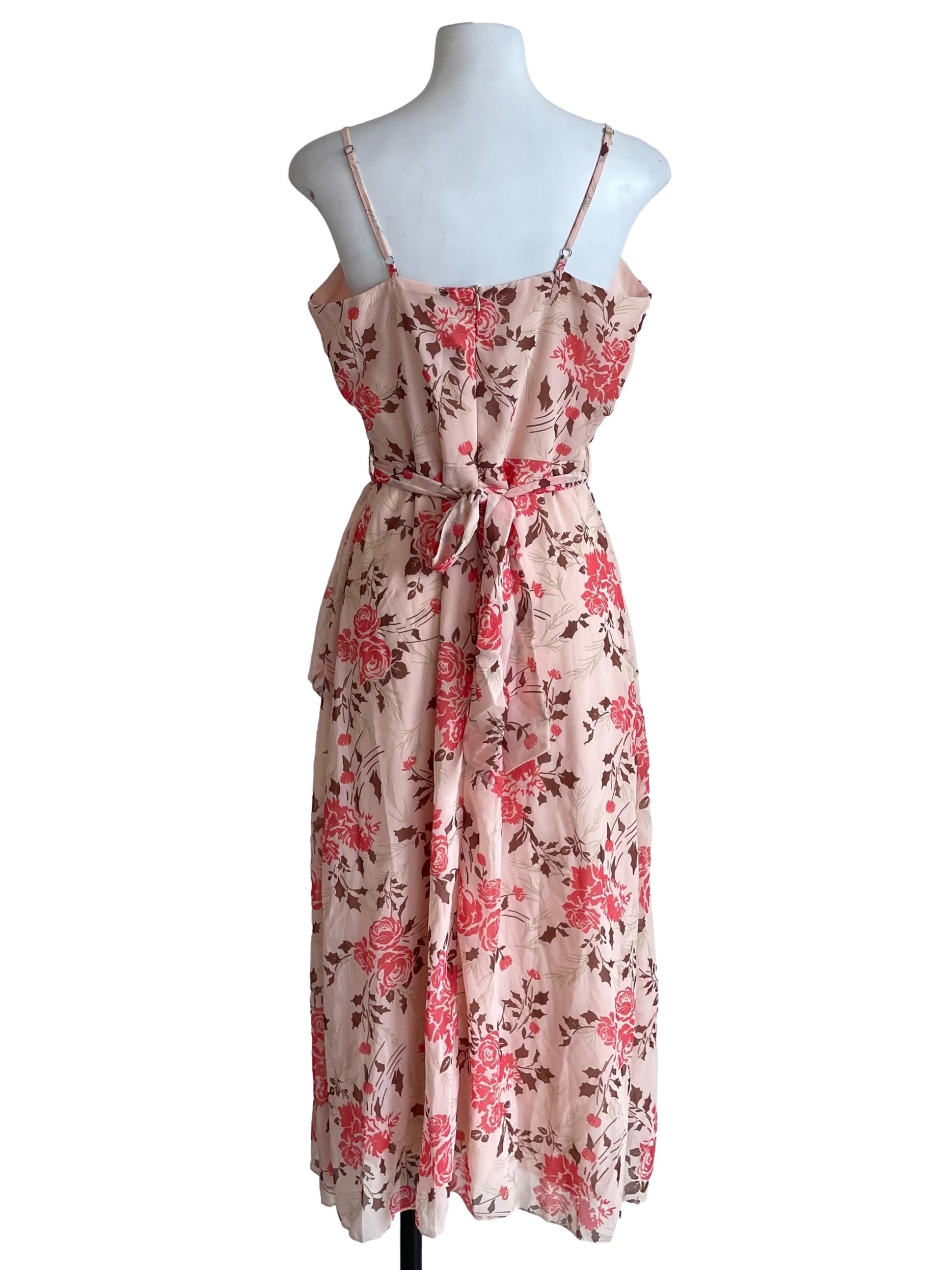 Salmon Floral Wendy Wrap Petite Chiffon Dress