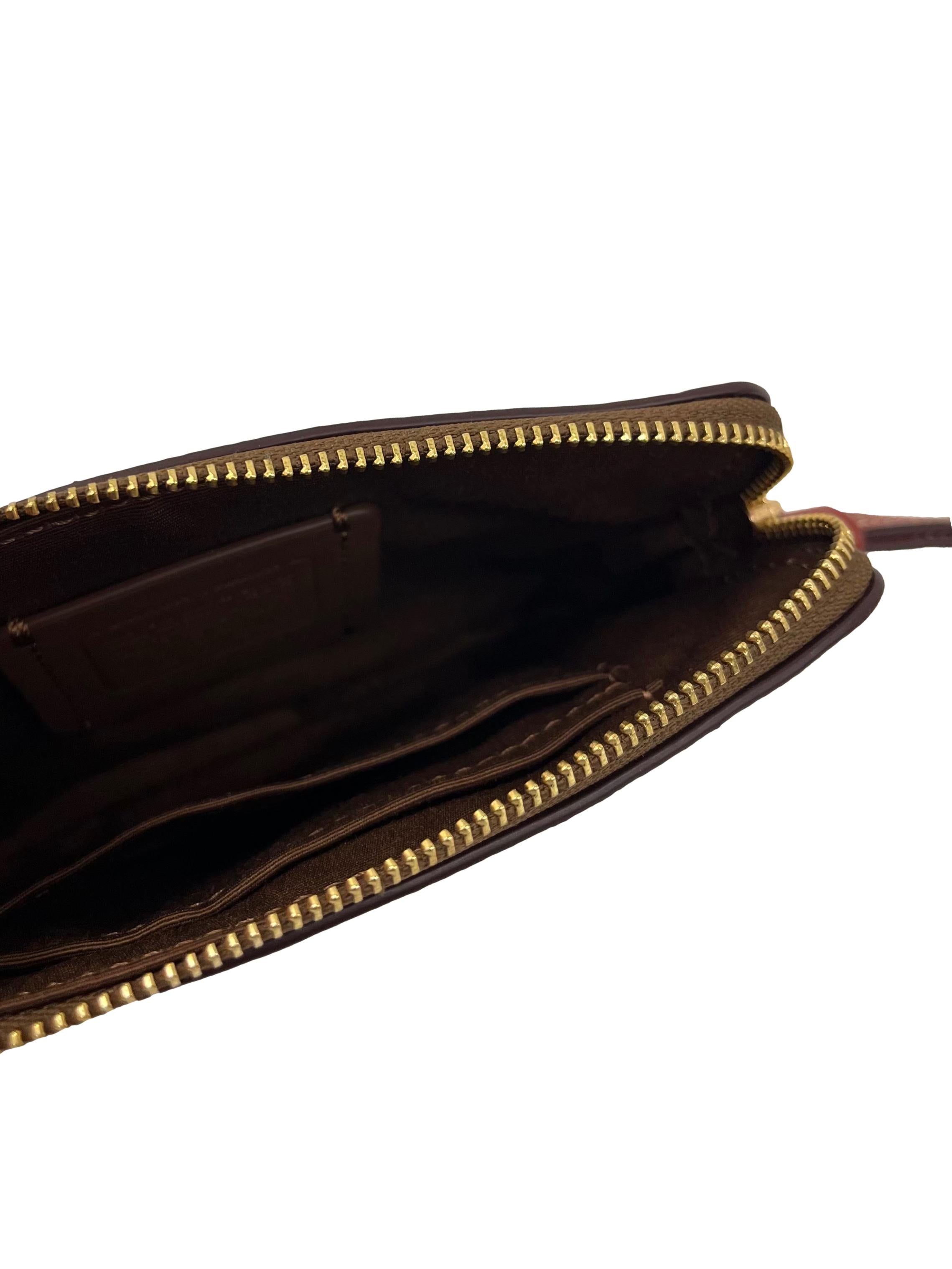 Brown Monogram Coach x Peanuts Corner Zip Wristlet