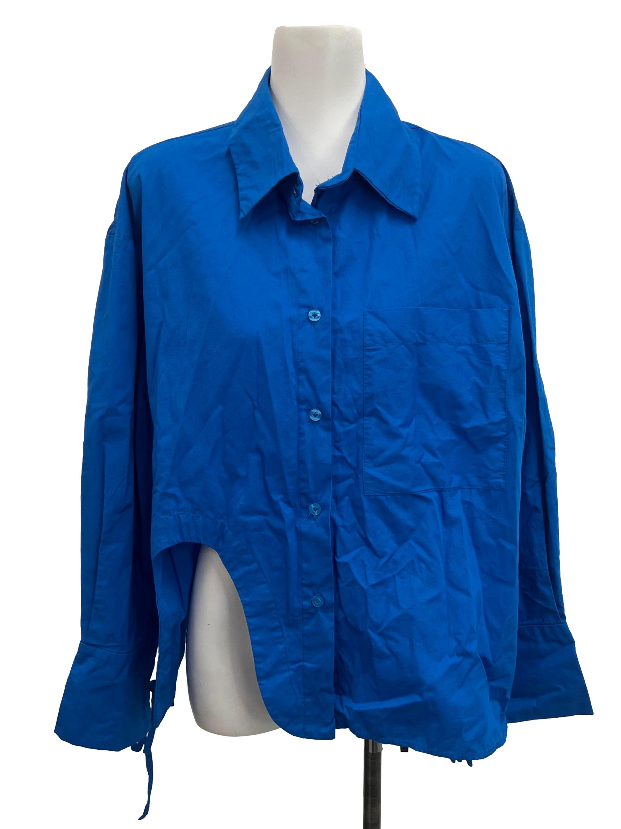 Bright Blue Button Down Blouse