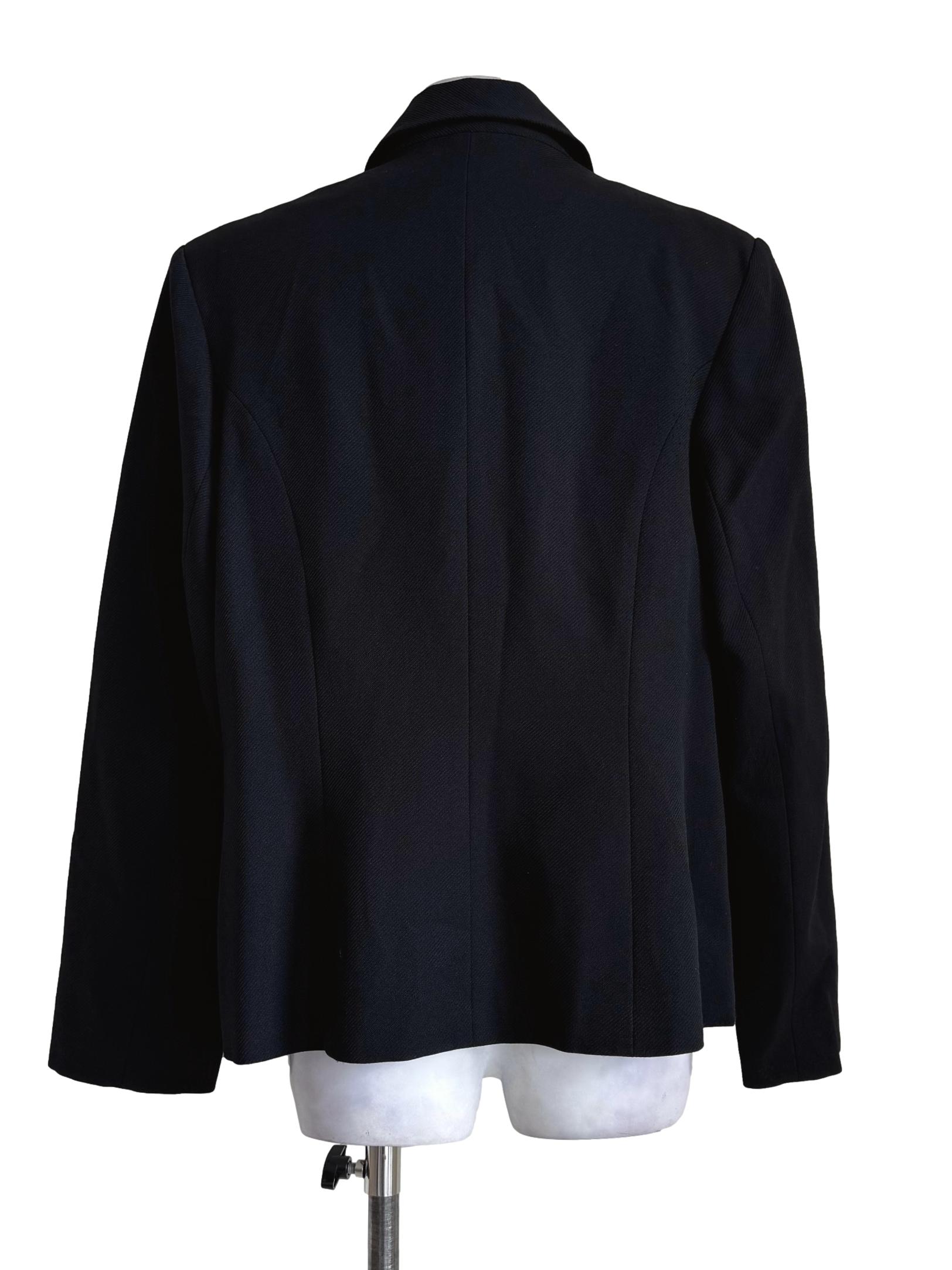 Textured Black Long Sleeve Front Zipper Blazer