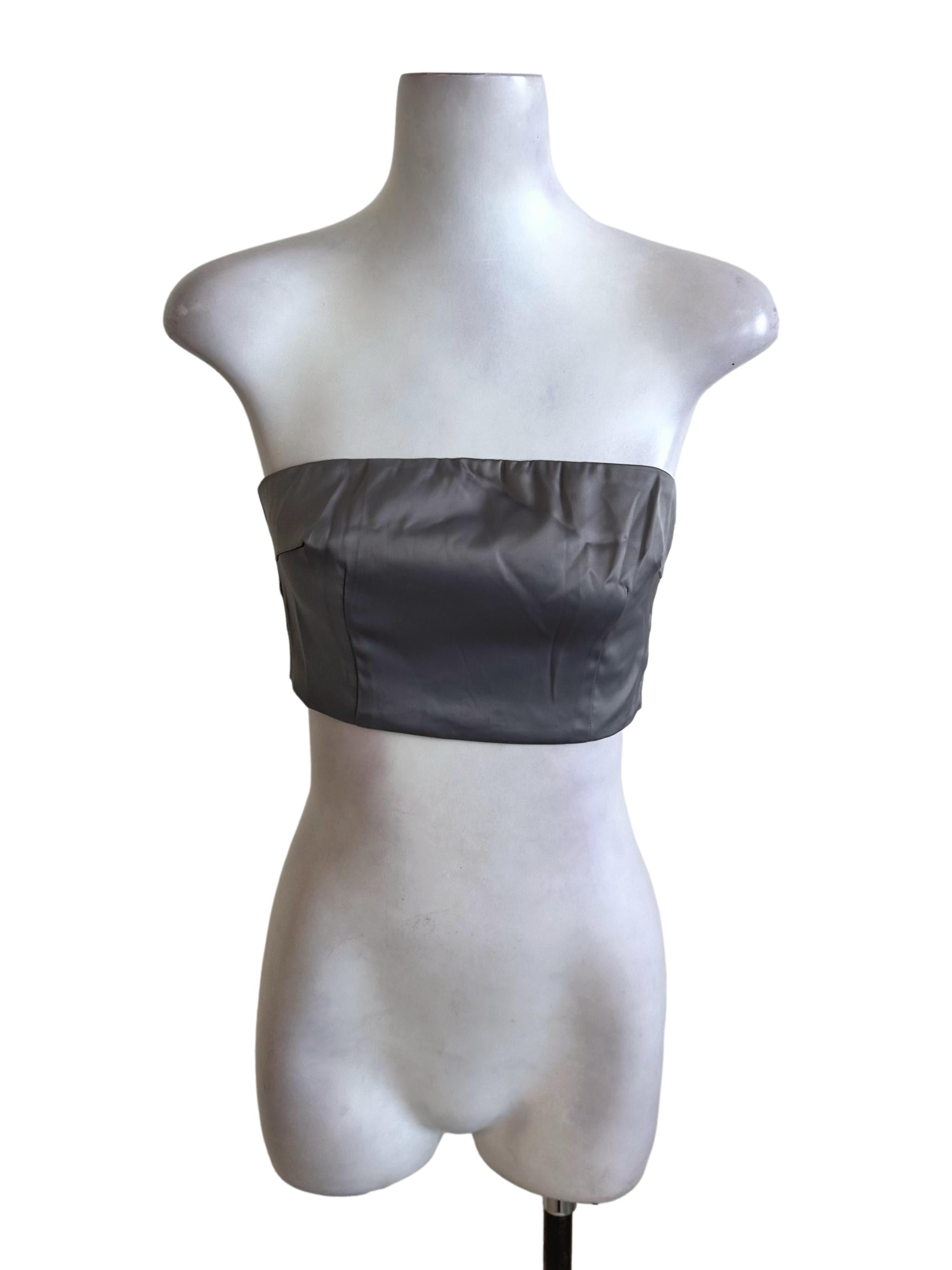Dark Grey Satin Tube Top