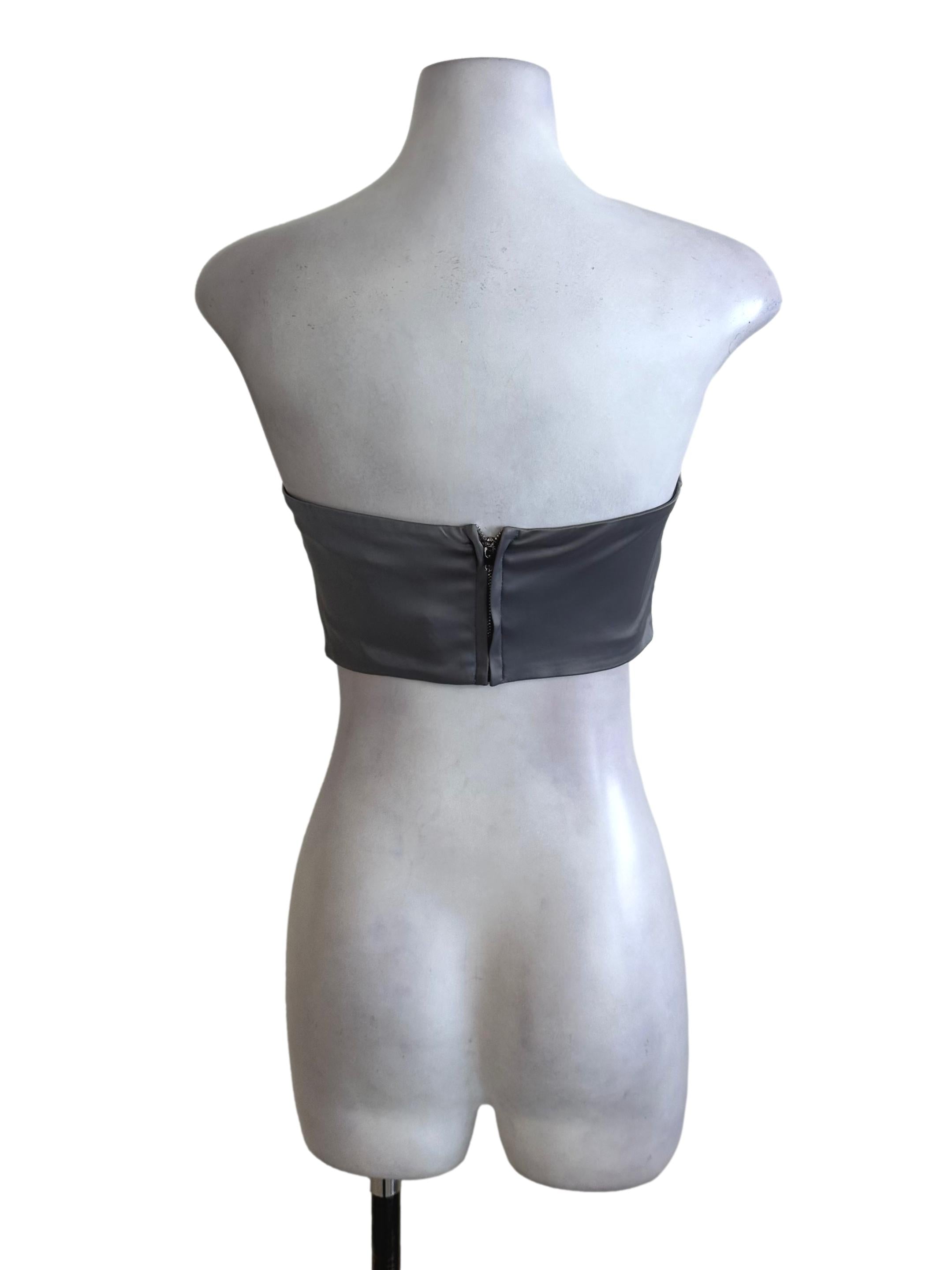Dark Grey Satin Tube Top