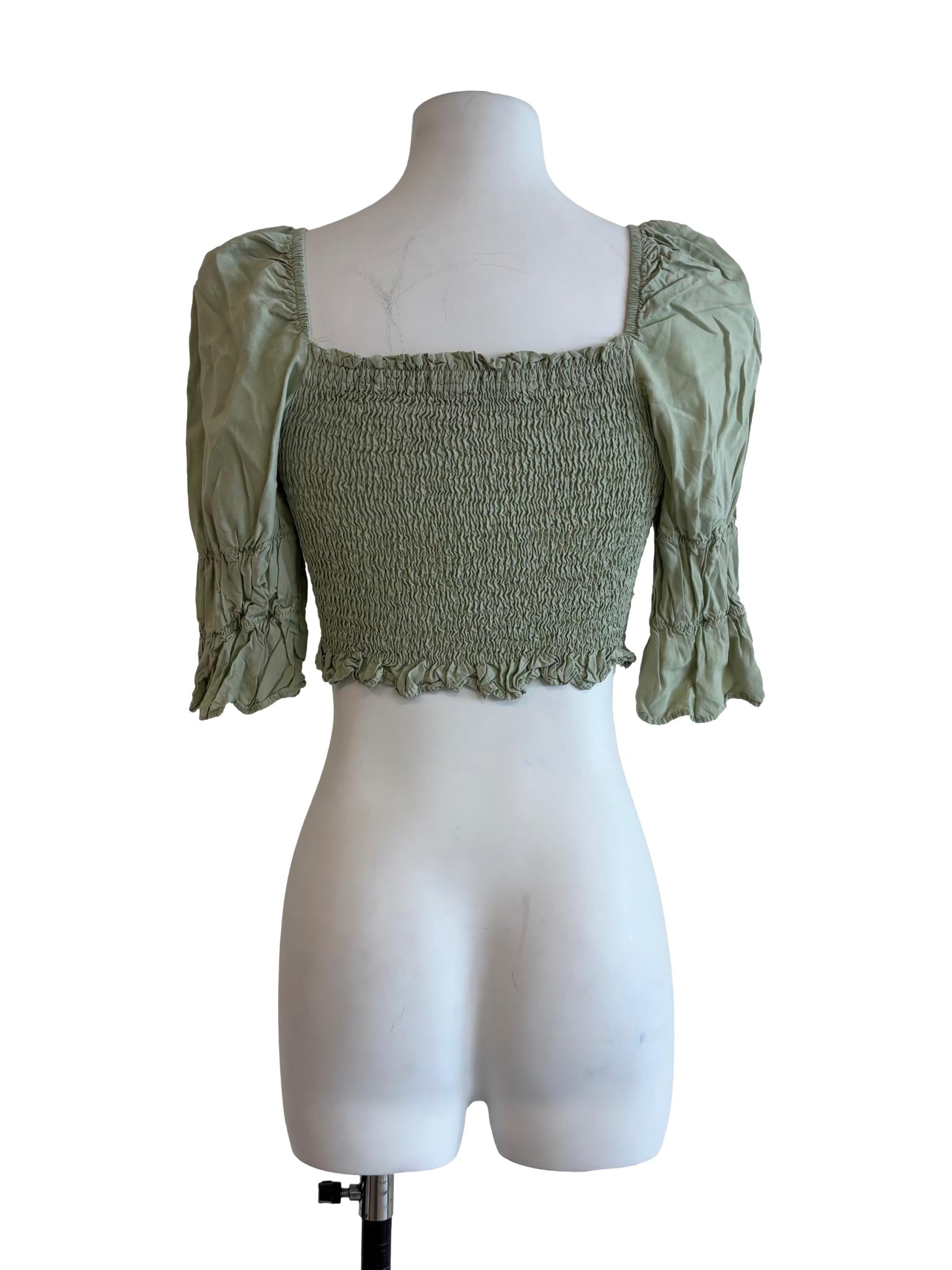 Sage Green Smocked Top