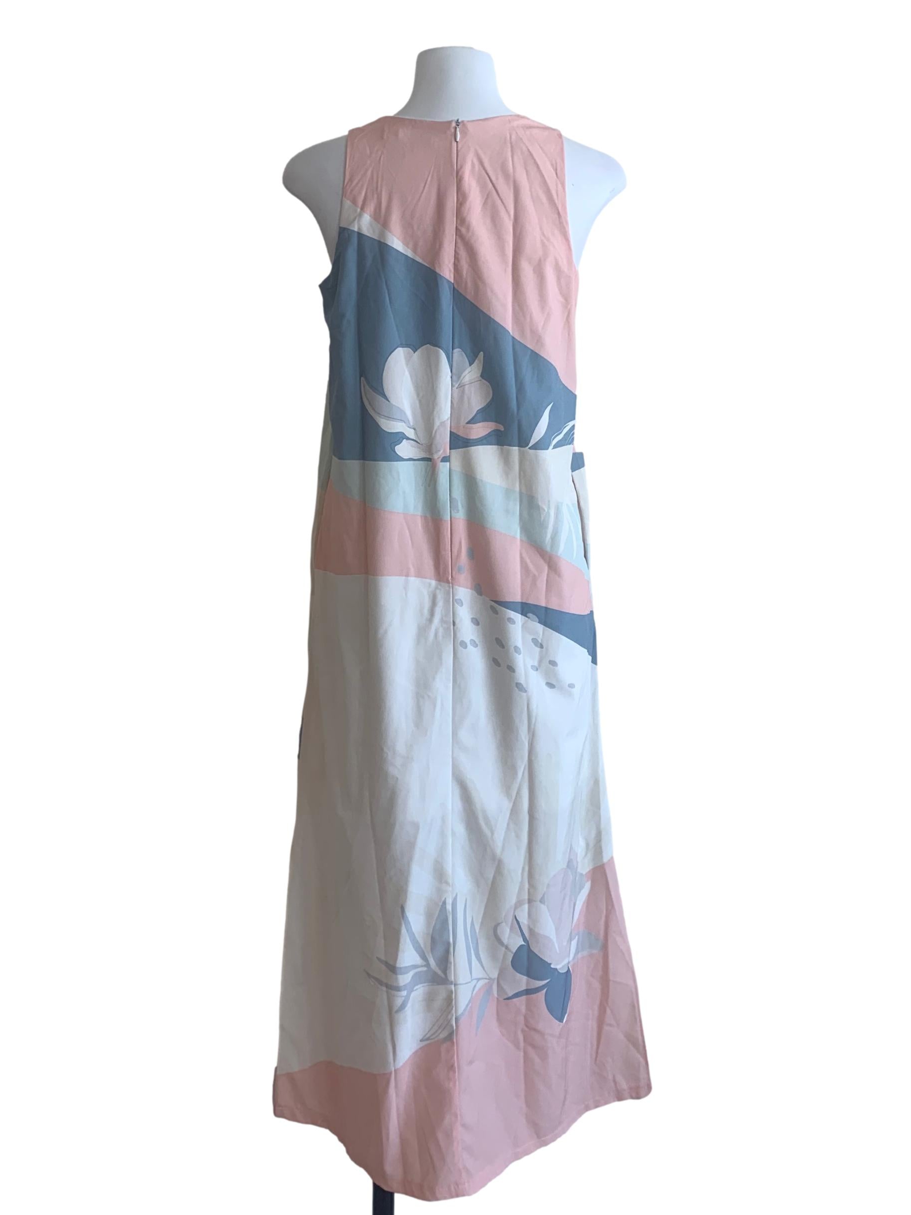 Pink Multi Colour Abstract Pattern Shift Dress