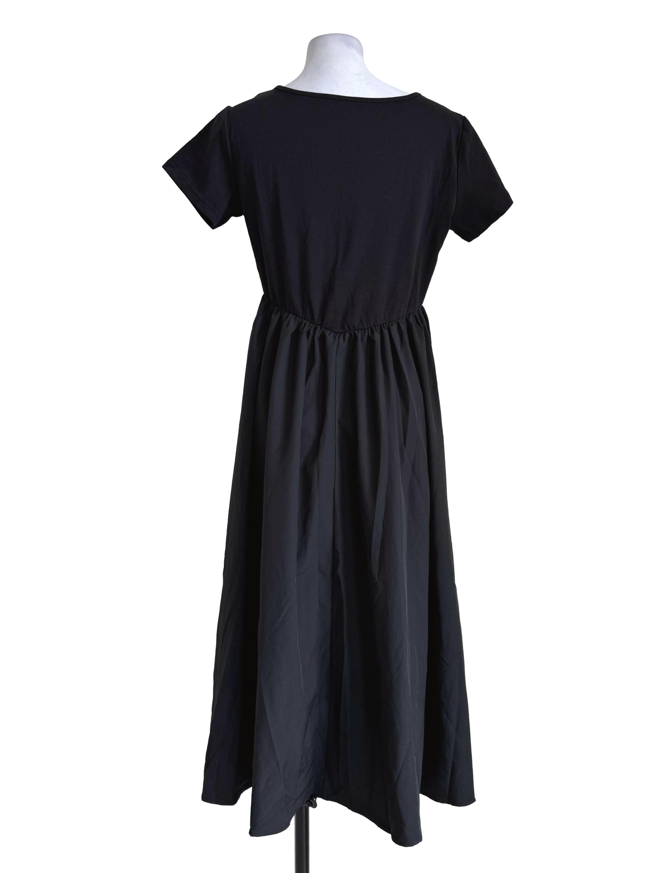 Midnight Black Round Neck Short Sleeve Dress