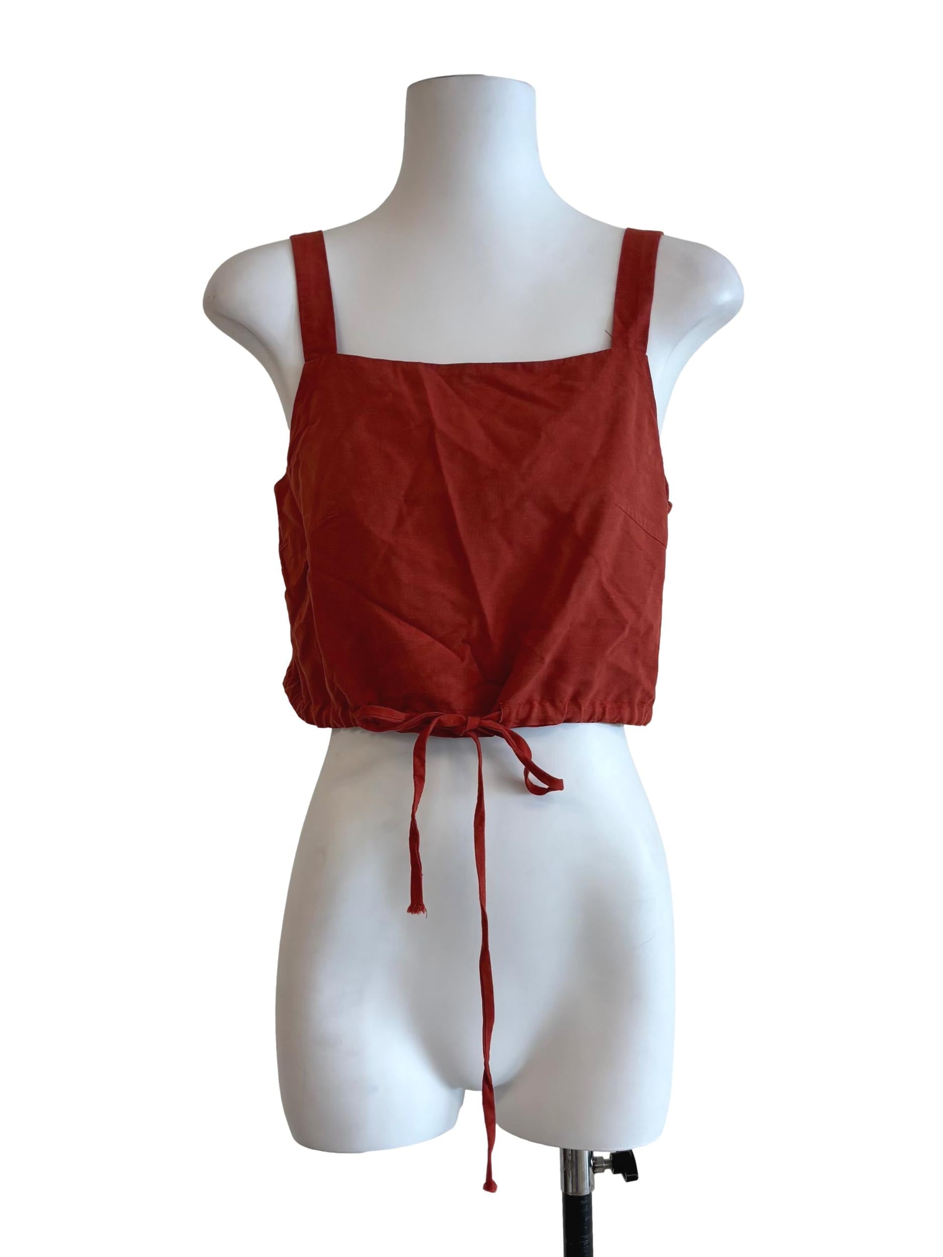 Burnt Orange Apron Linen Top