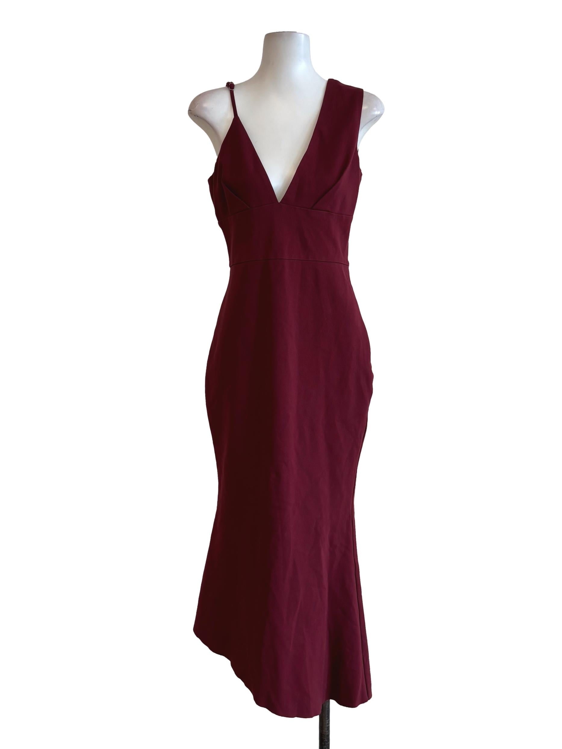 Burgundy Red Asymmetrical Bodycon Dress