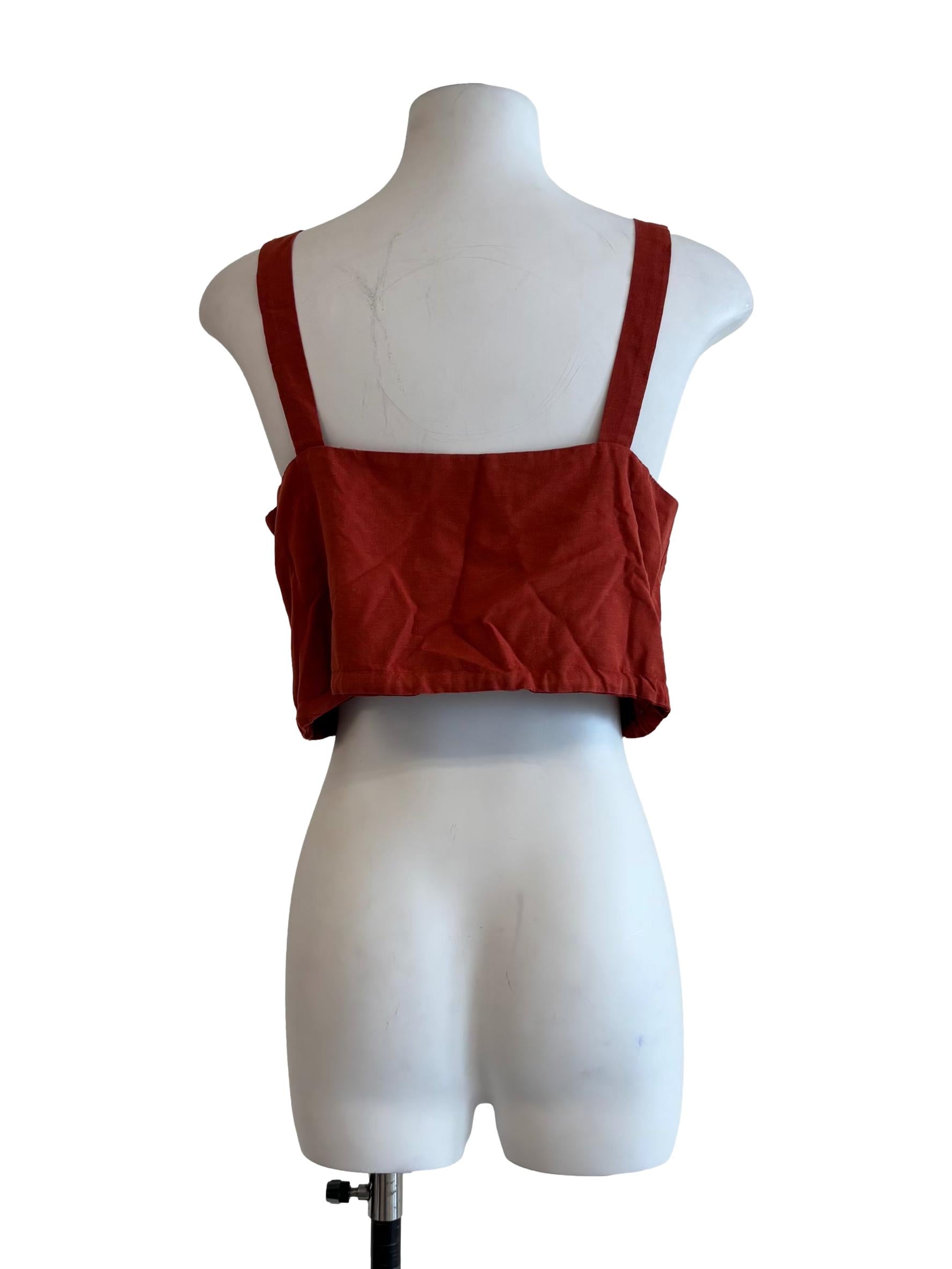 Burnt Orange Apron Linen Top