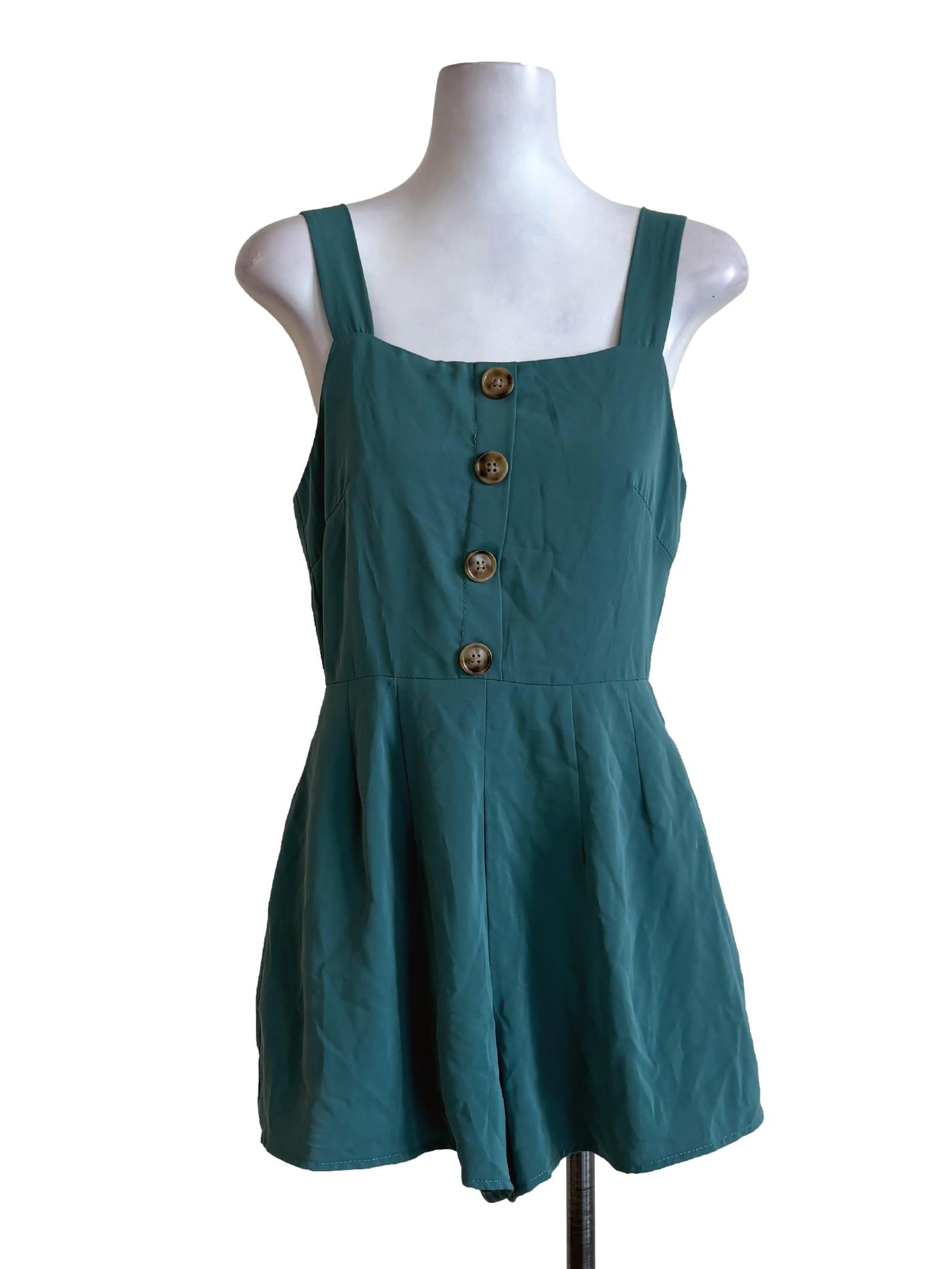 Green Buttoned Rompers TTR