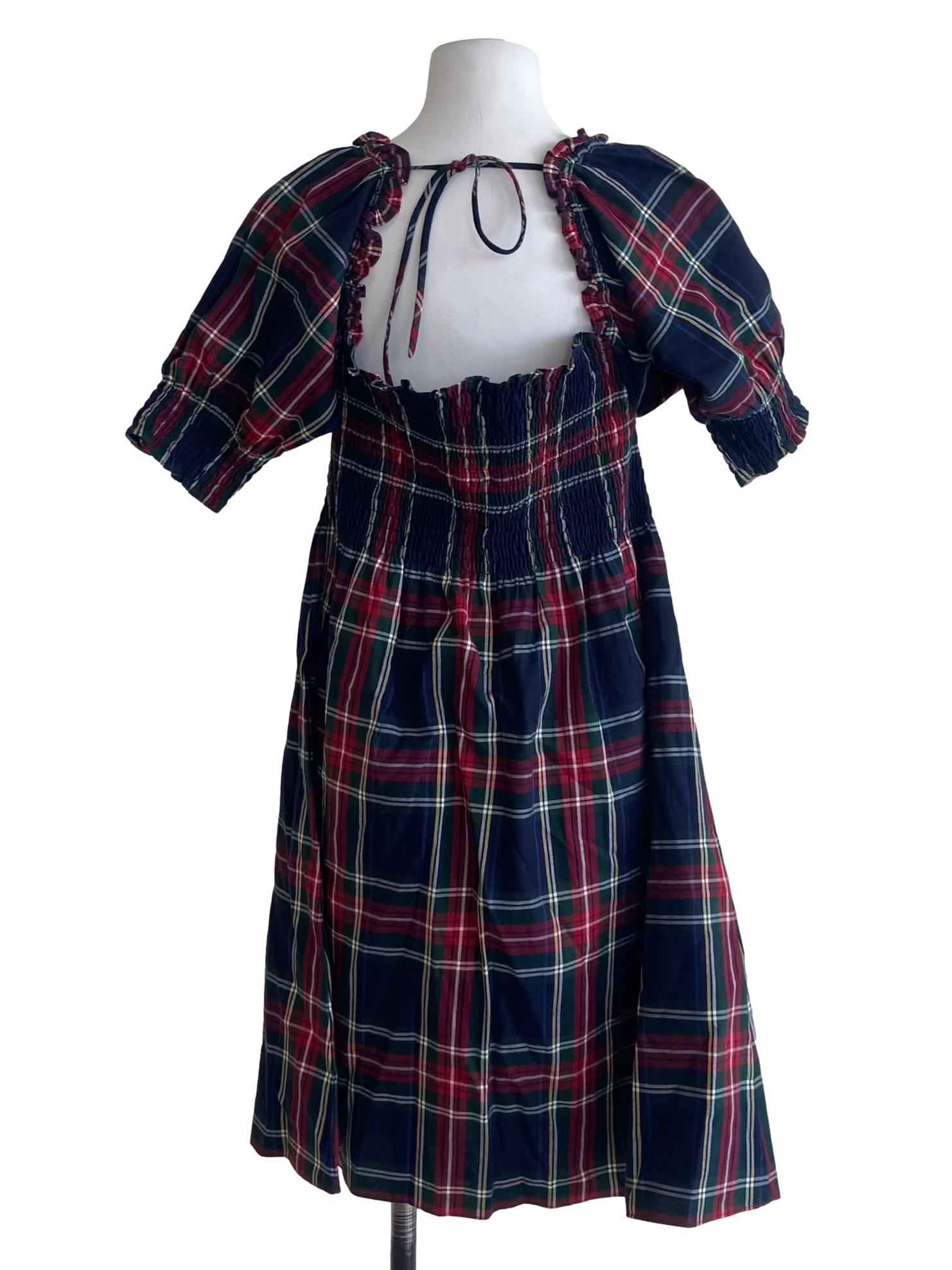 Blue And Red Tartan Pegged Mini Dress