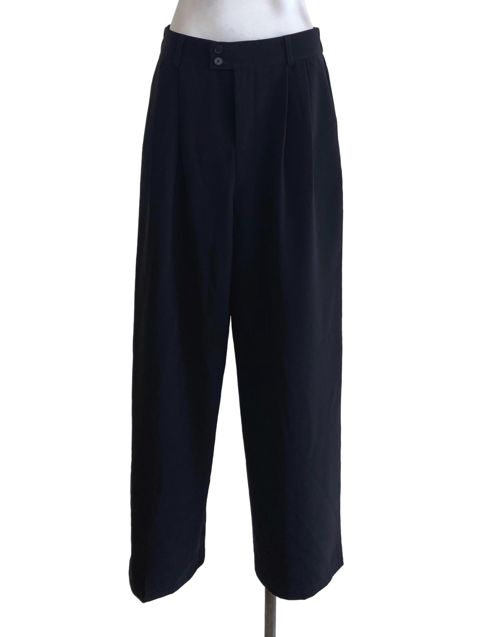 Black Double Button Wide Pants | REFASH