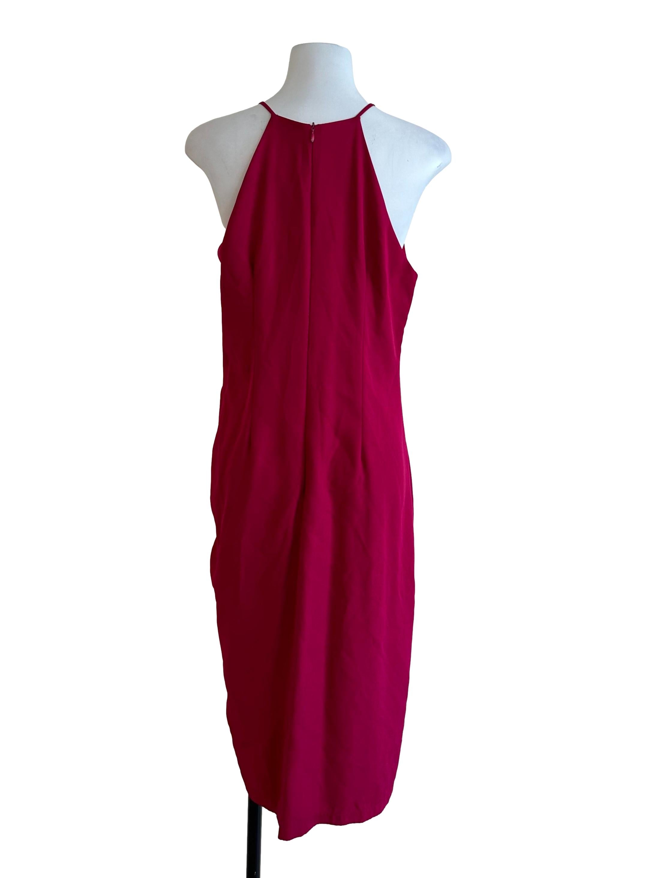 Magenta Pink Side Ruched Dress