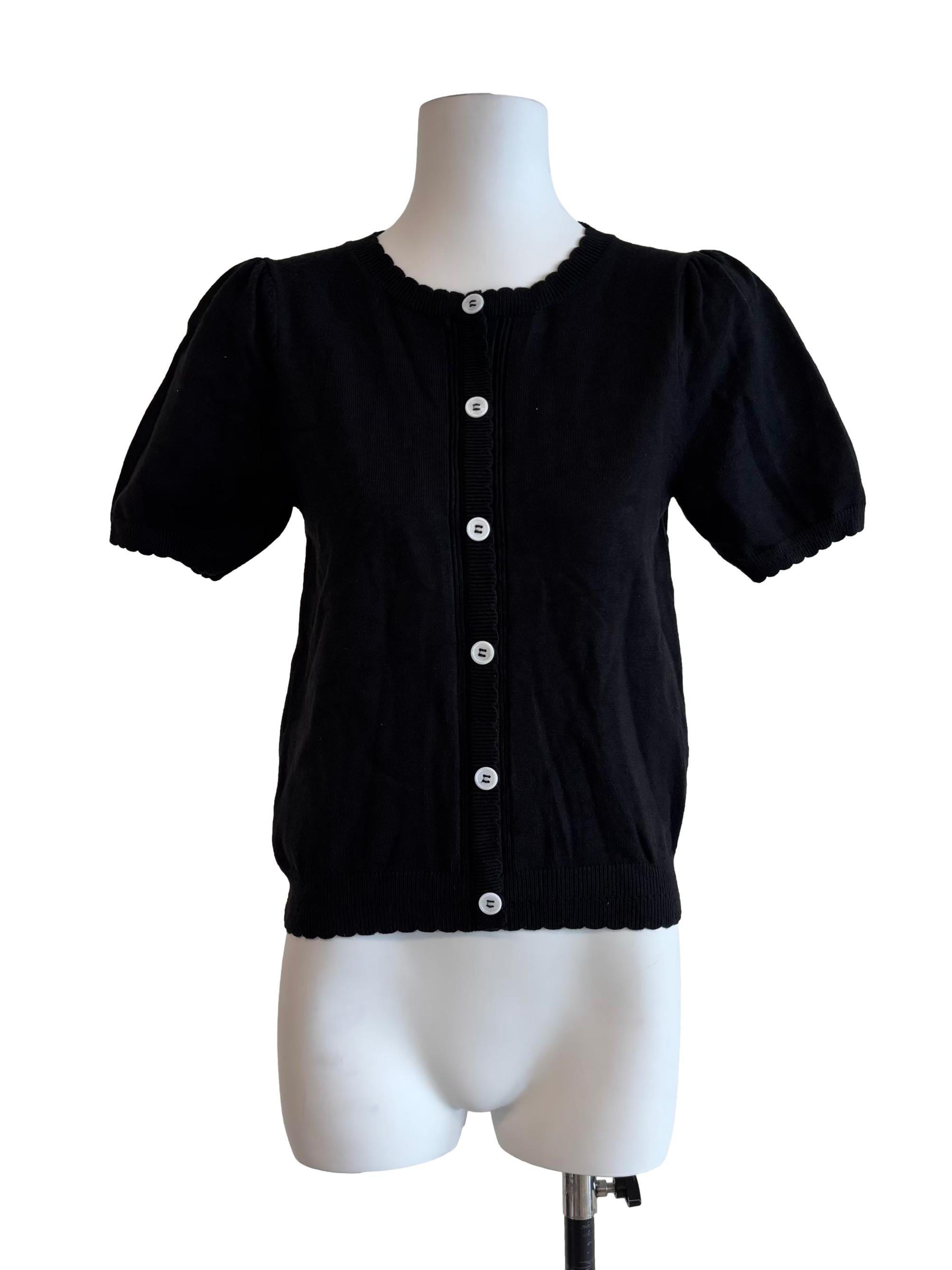 Slate Black Scallop Trim Knit Top