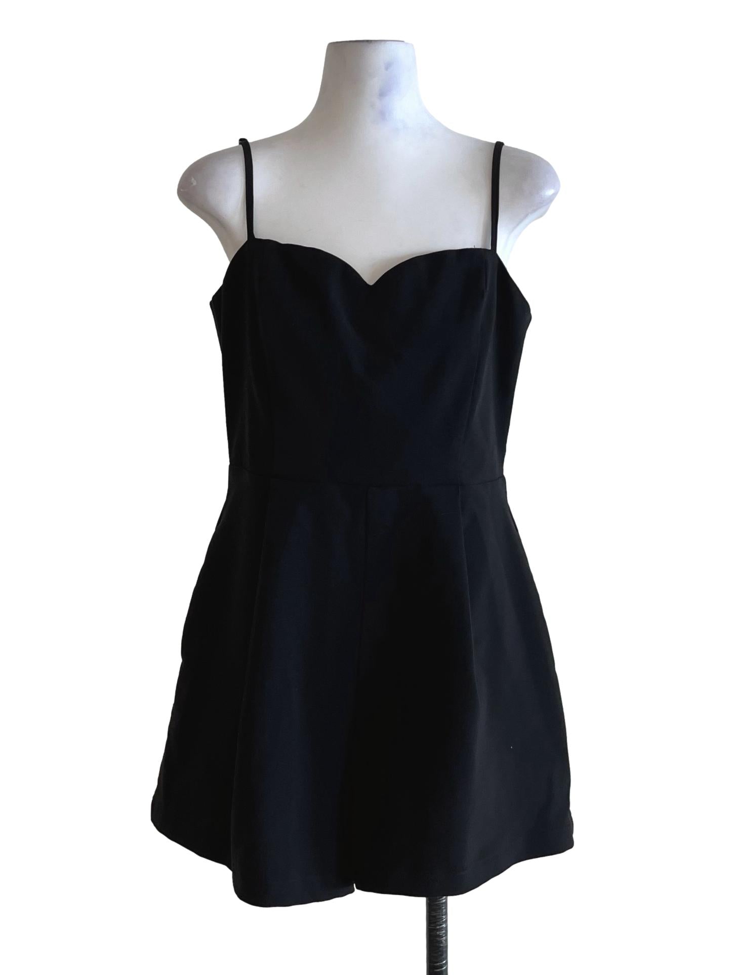 Black Sweetheart Neckline Romper