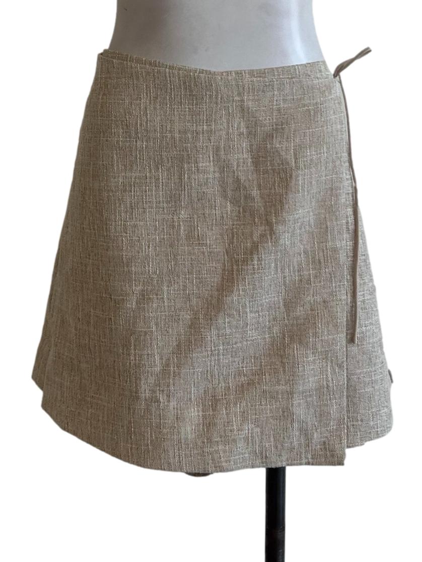 Beige Tweed Wrap Skort