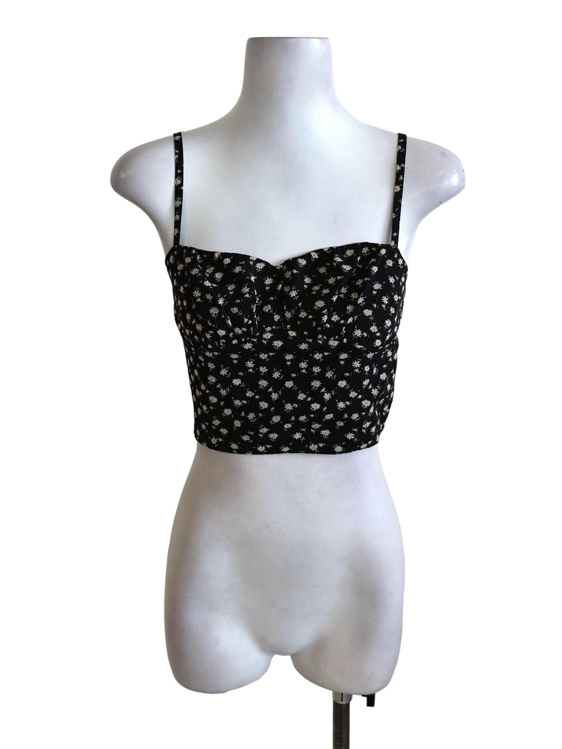 Black Floral Pattern Top