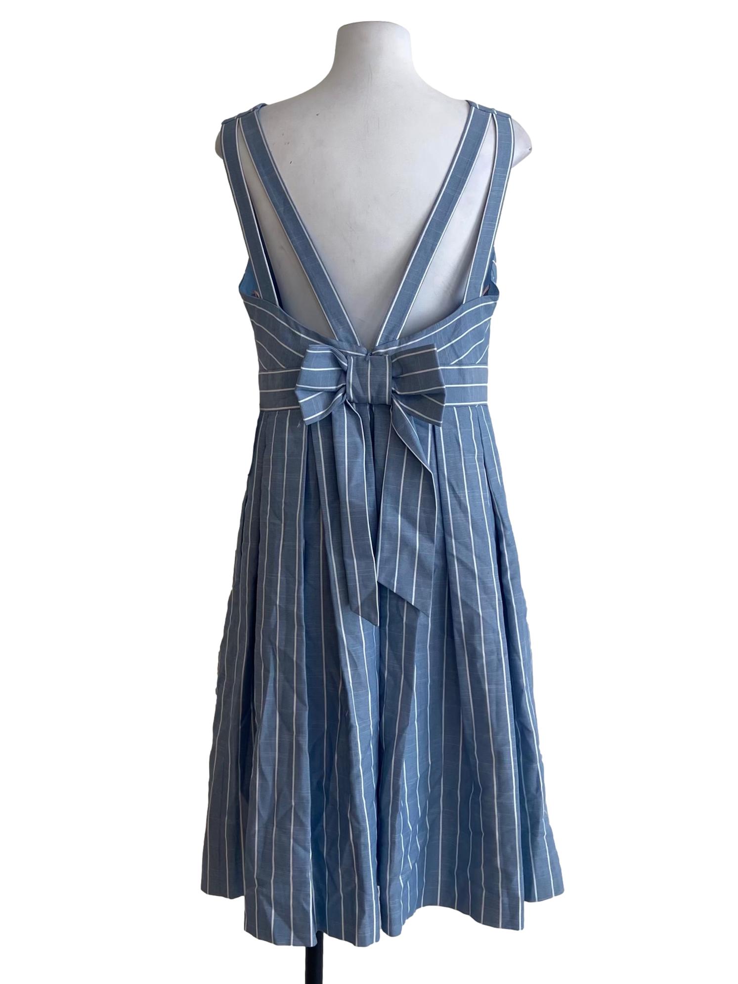 Blue And White Stripe Sleeveless Apron Dress