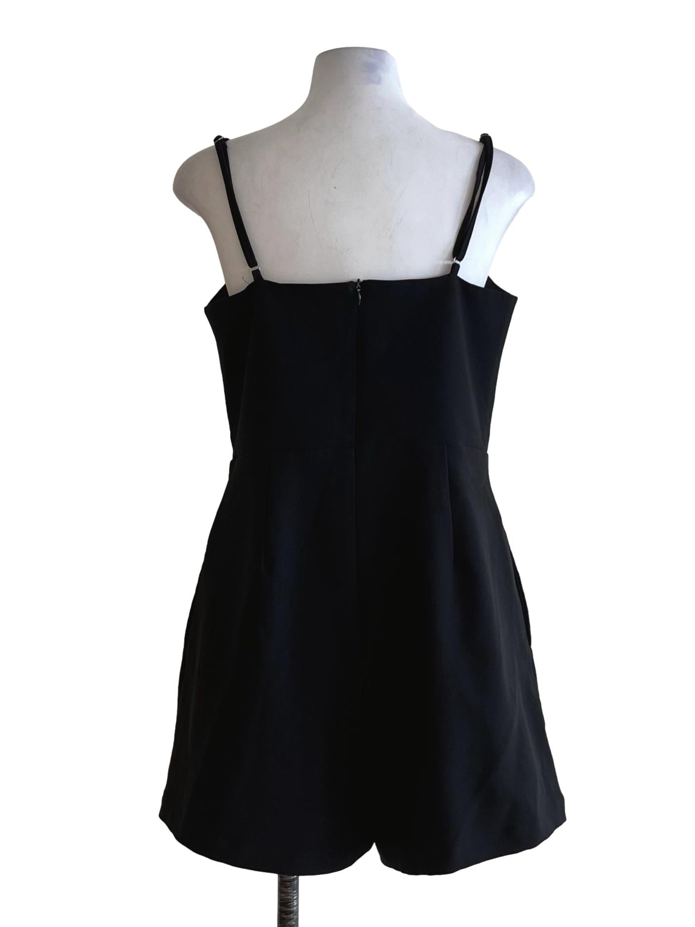 Black Sweetheart Neckline Romper