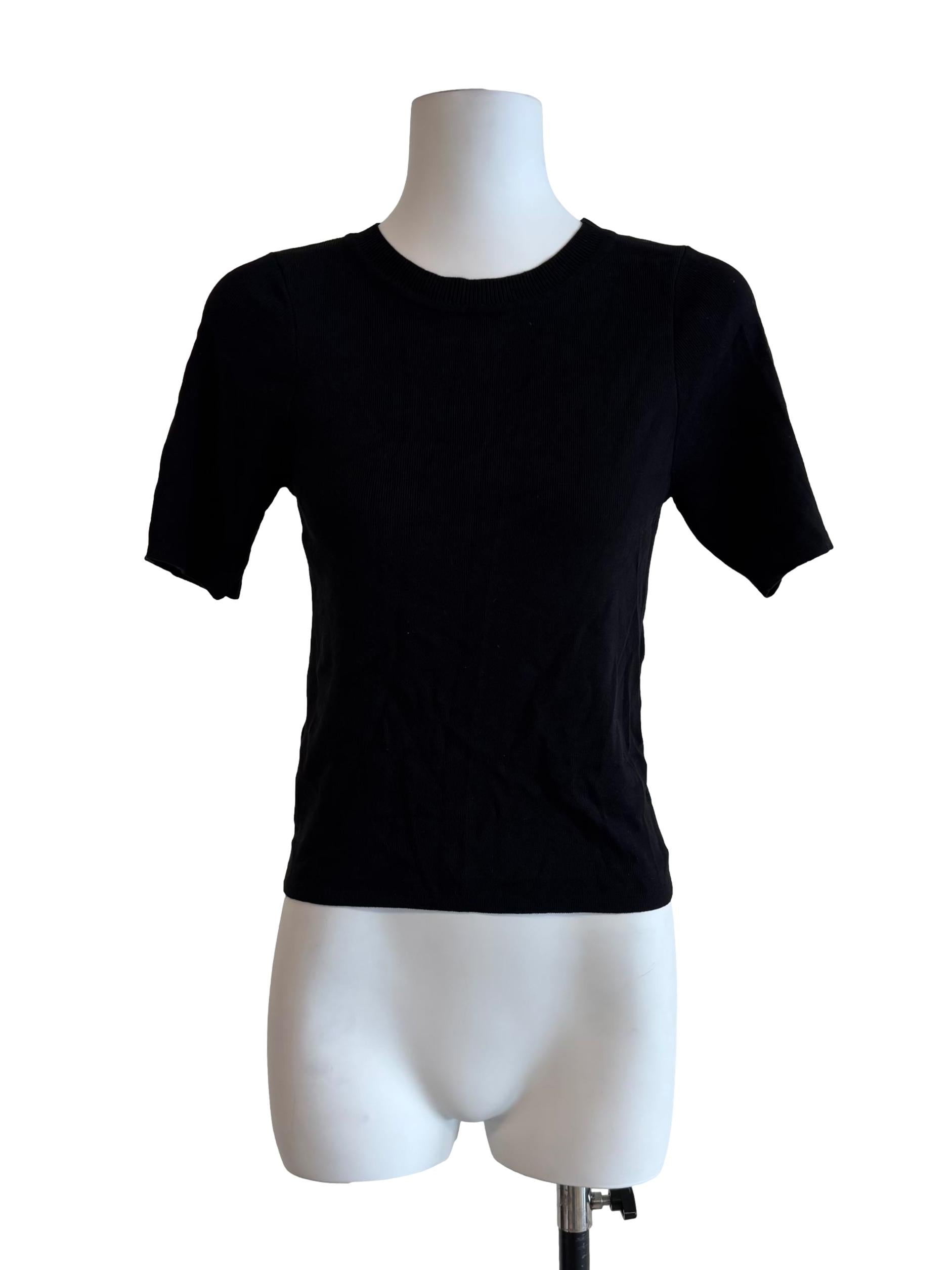 Rich Black Short Sleeve Knit Top