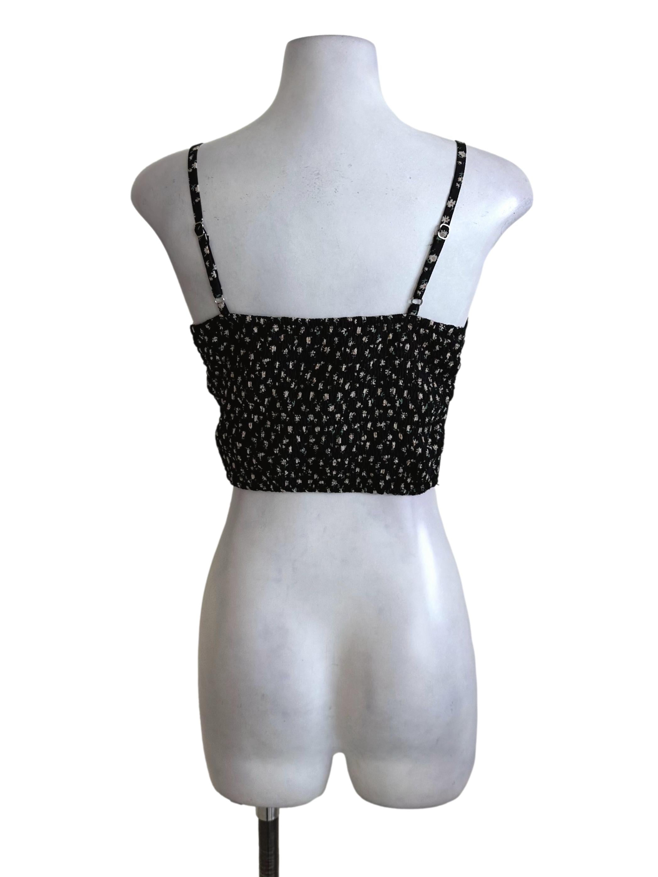 Black Floral Pattern Top
