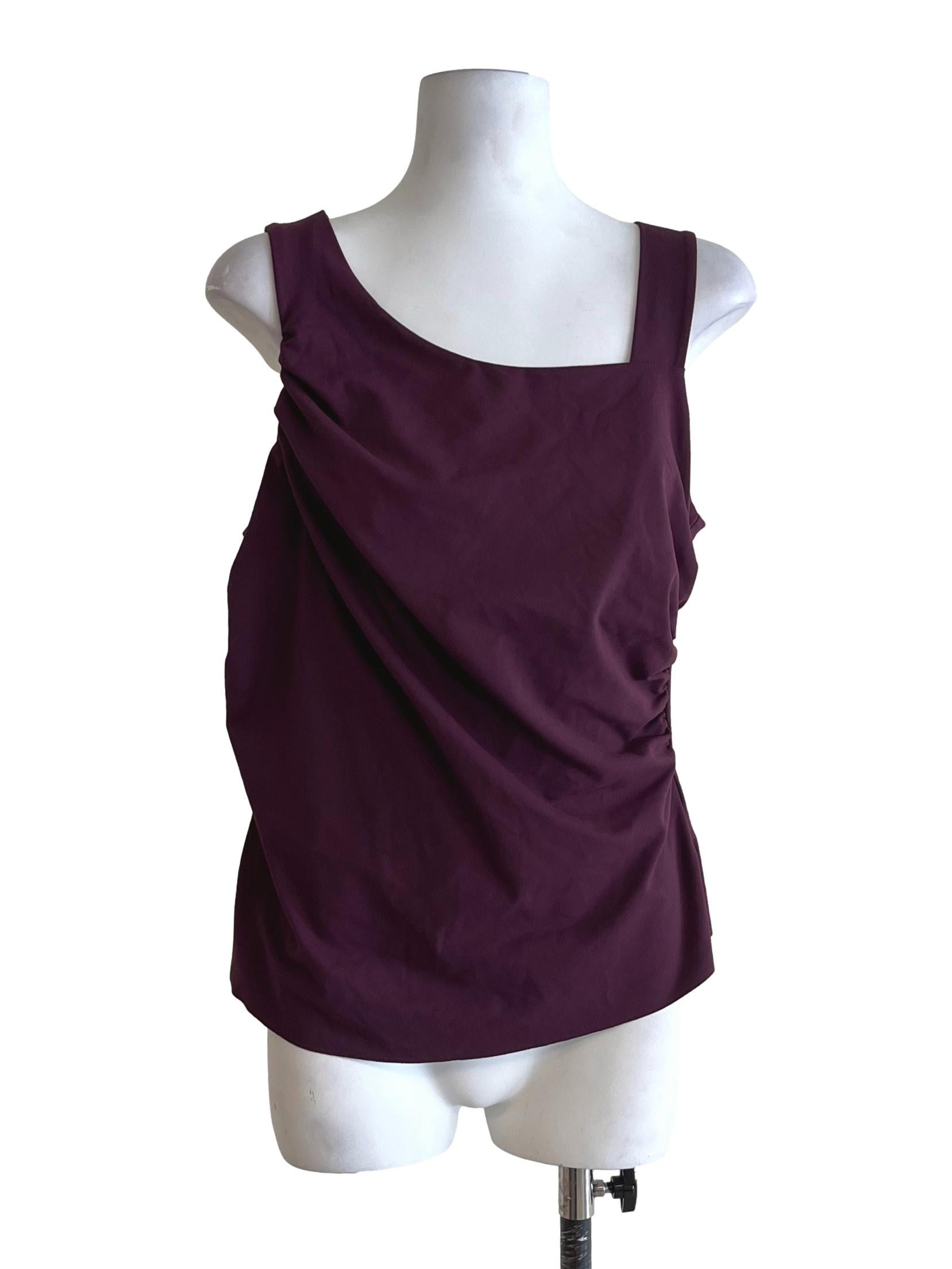 Plum Purple Draped Sleeveless Top