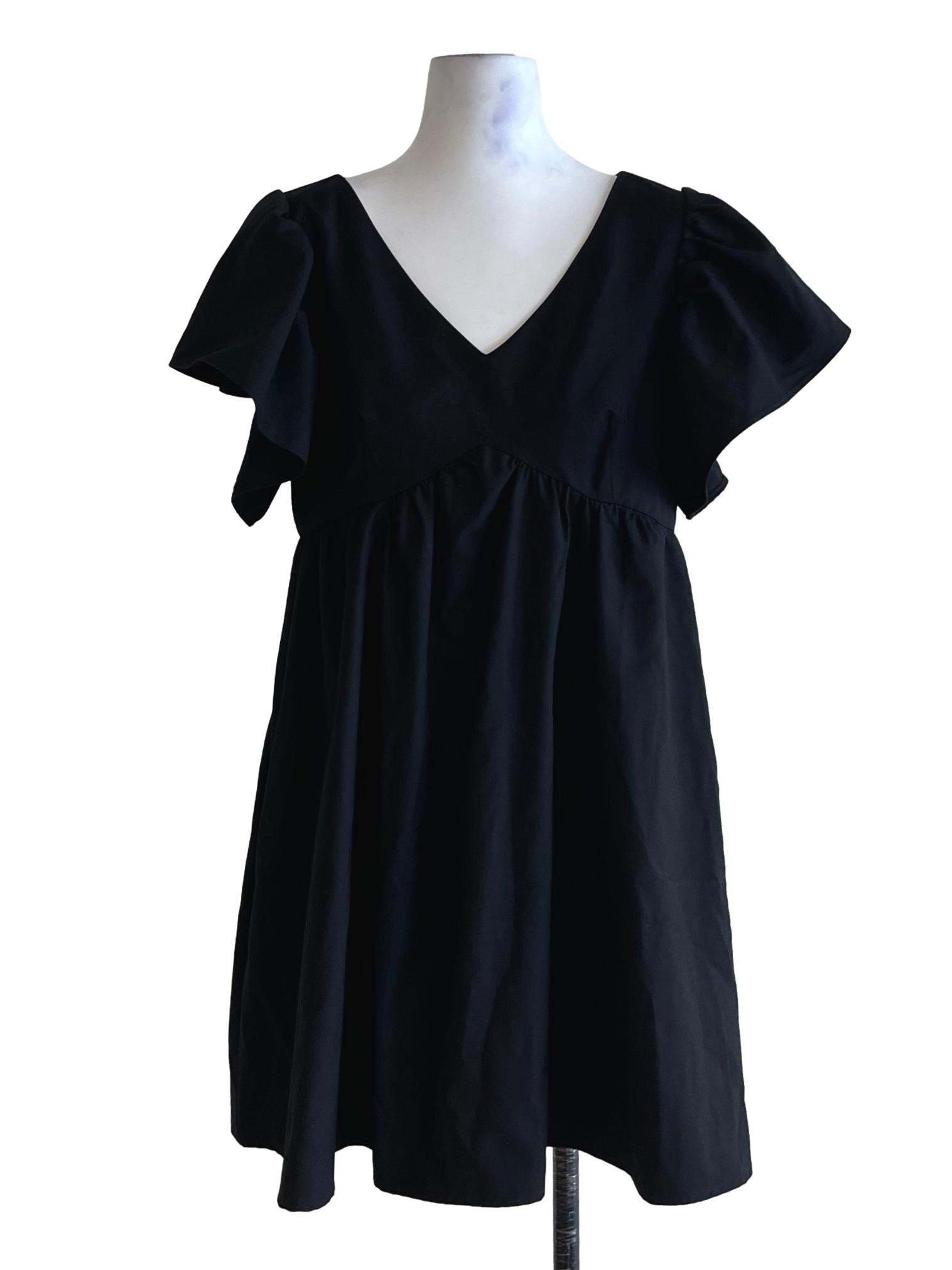 Black V-Neckline Empire Dress