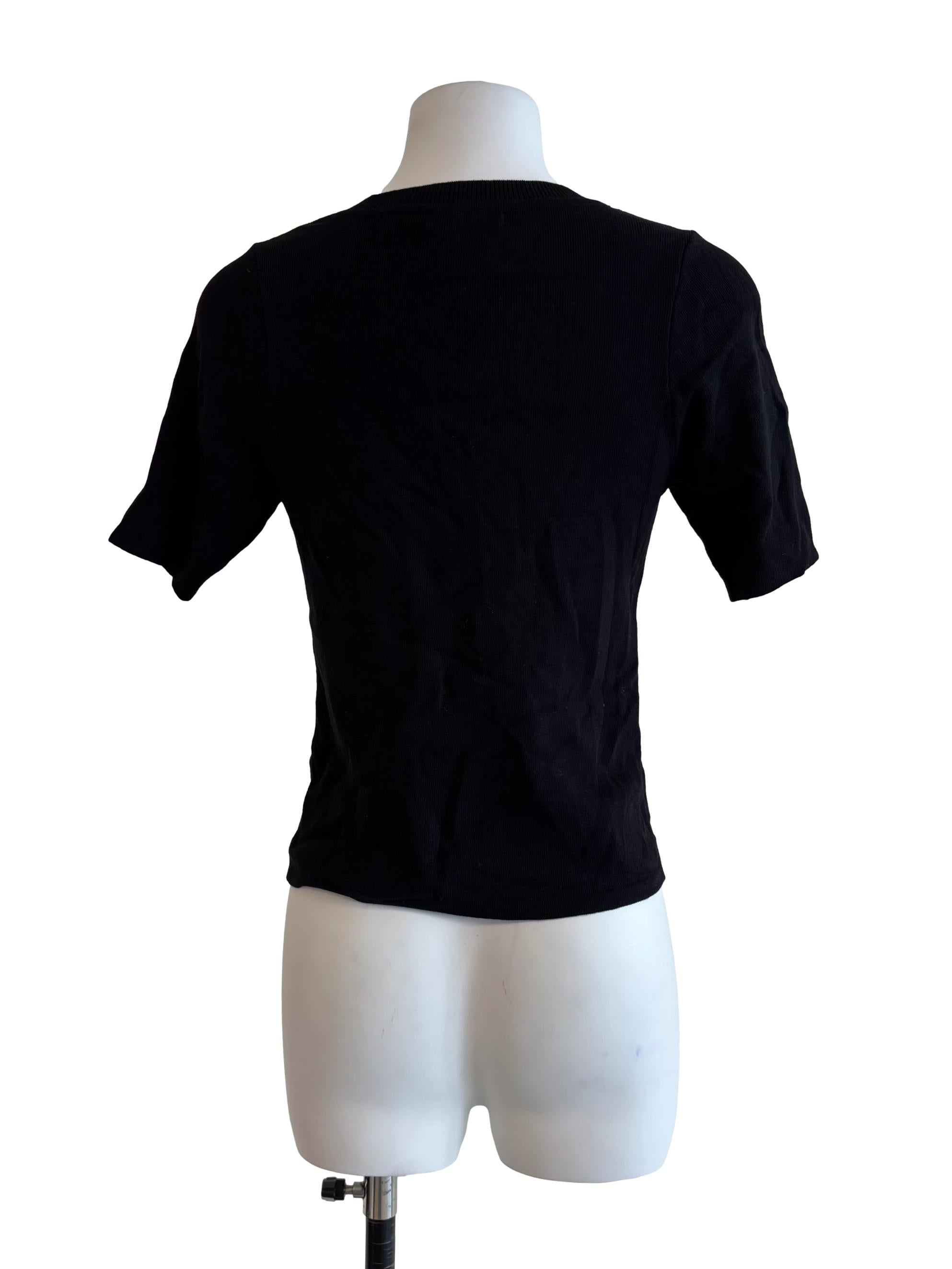 Rich Black Short Sleeve Knit Top