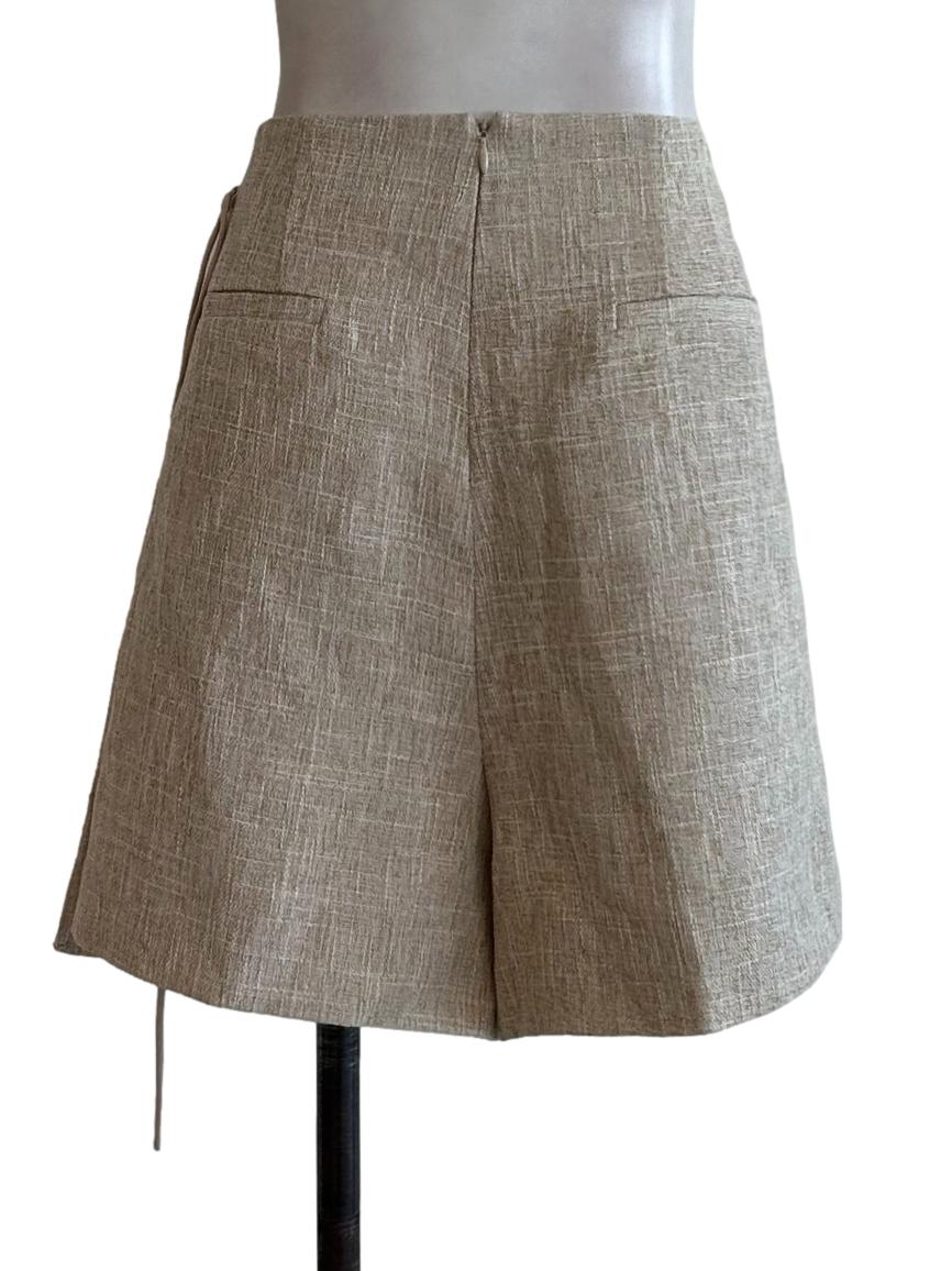 Beige Tweed Wrap Skort
