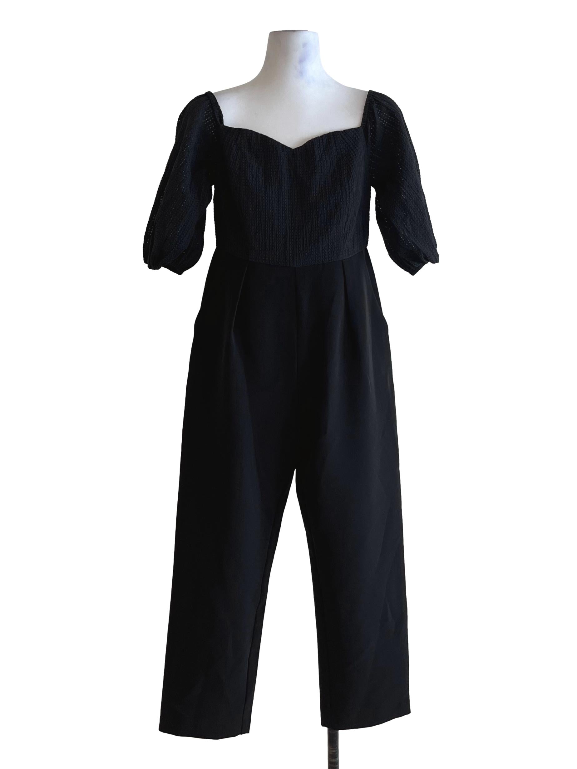 Black Sweetheart Neckline Jumpsuit LB