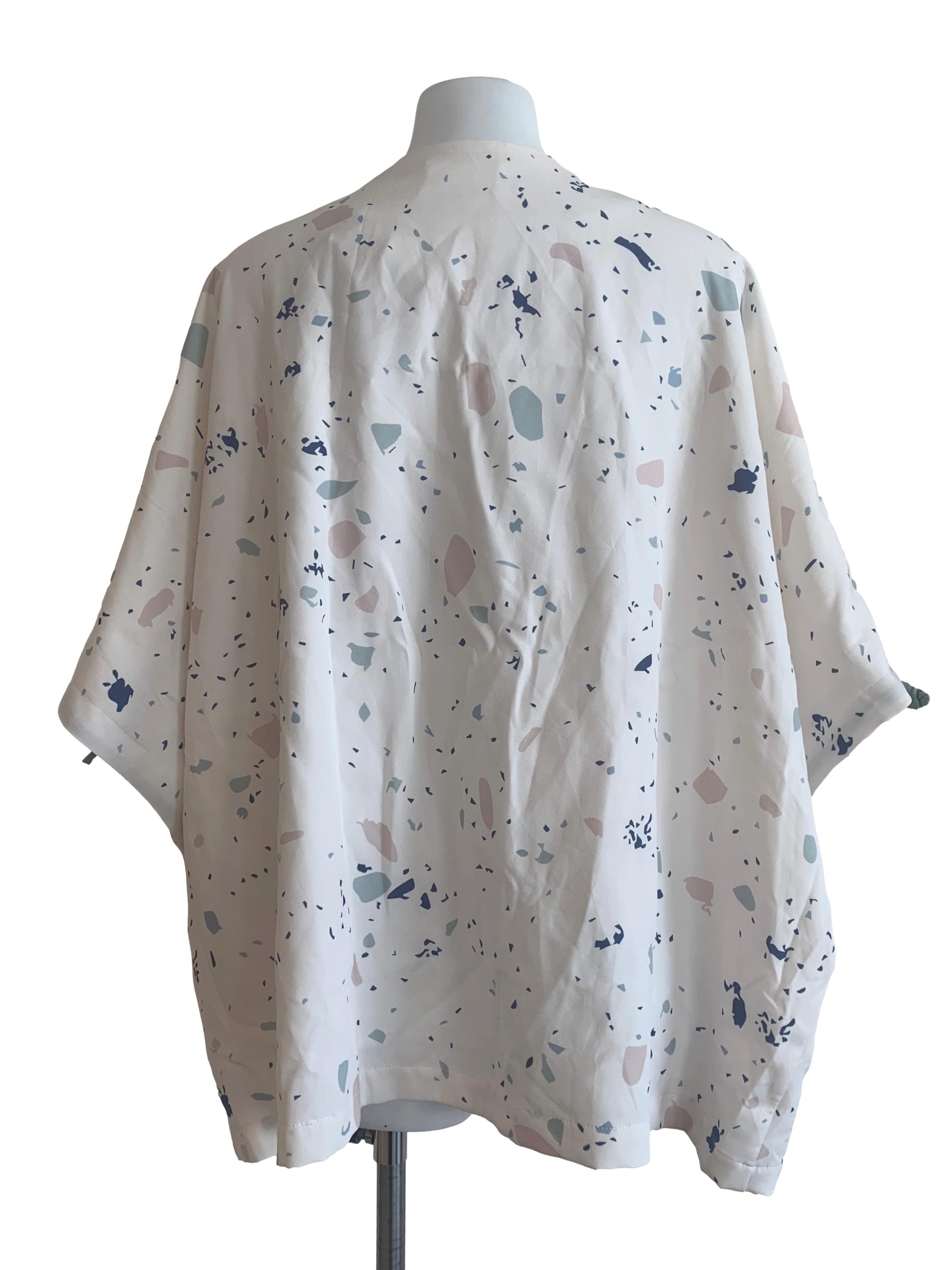 Pearl White Abstract Print Cardigan