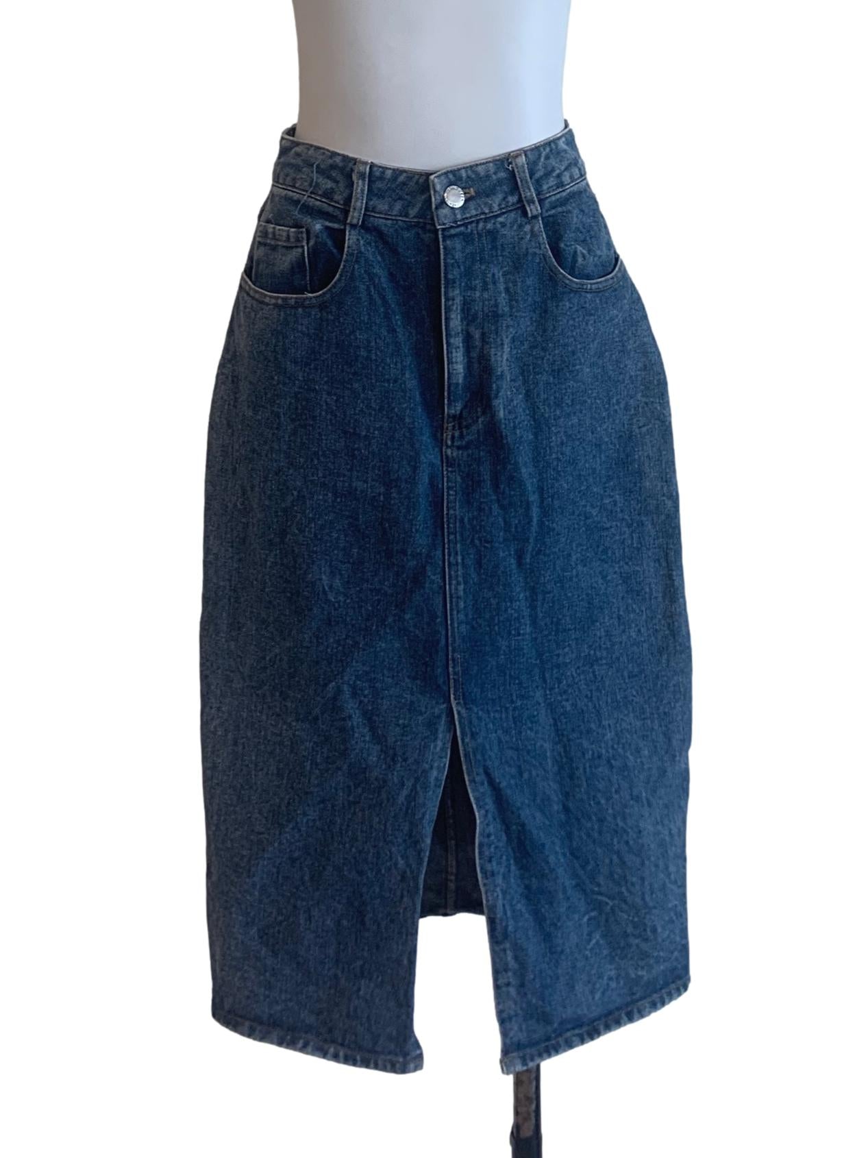 Denim Blue Slit Skirt